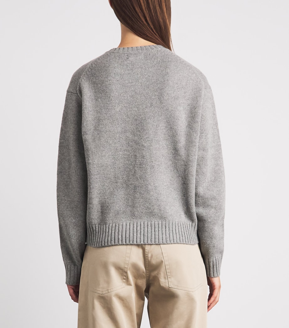 Polo Ralph Lauren Womens Wool-Cashmere Polo Bear Sweater Dark Vintage Heather Image 5