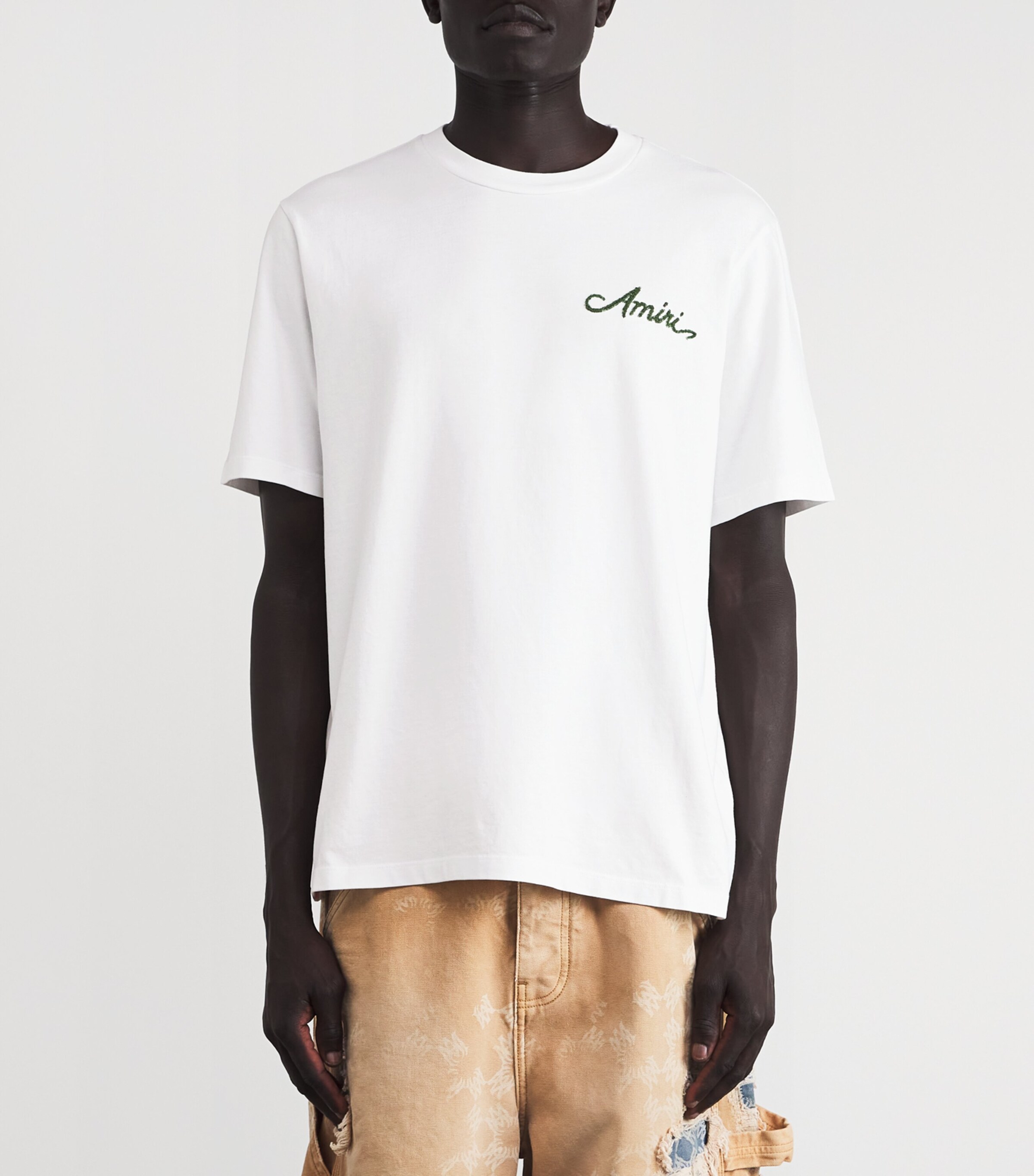 AMIRI Mens Bandana Logo T-Shirt White / Green Image 3