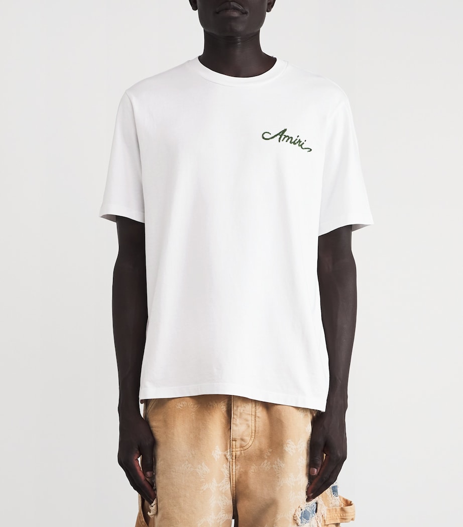 AMIRI Mens Bandana Logo T-Shirt White / Green Image 3