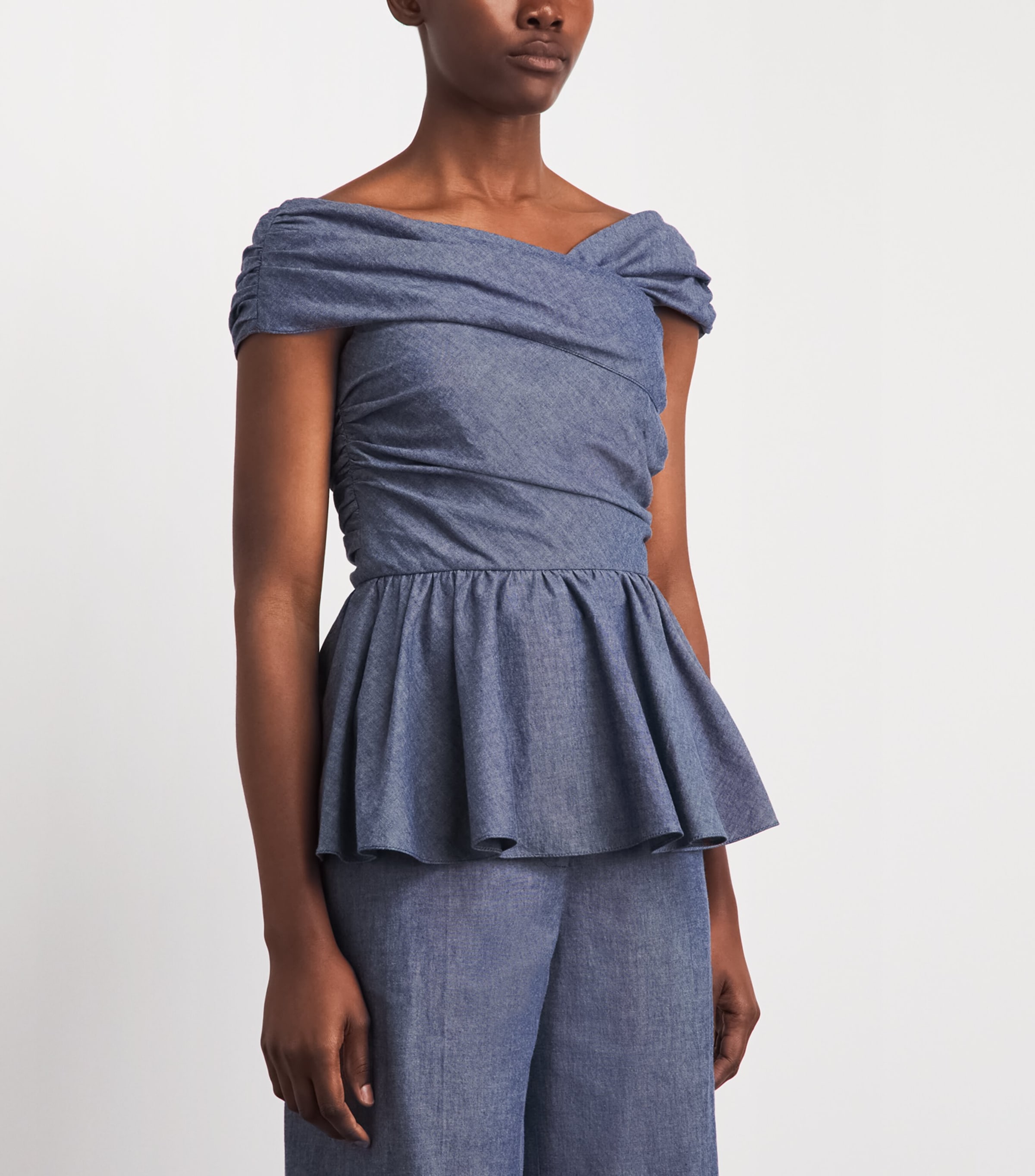 Safiyaa Womens Chambray Melanie Blouse Blue Blend Image 4