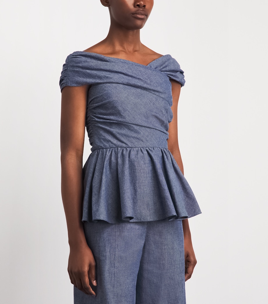 Safiyaa Womens Chambray Melanie Blouse Blue Blend Image 4