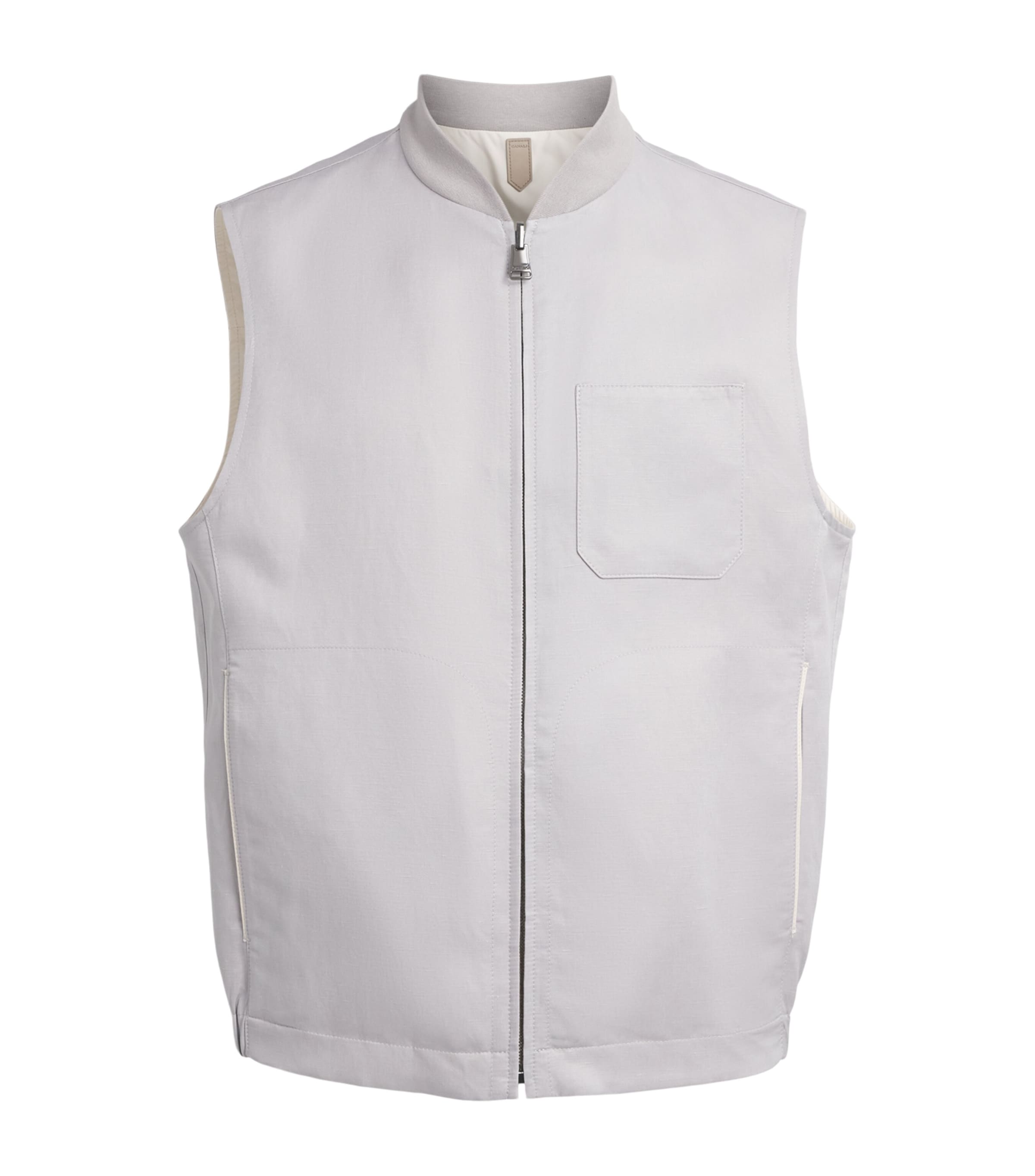 Canali Mens Linen-Silk Reversible Gilet Image 1