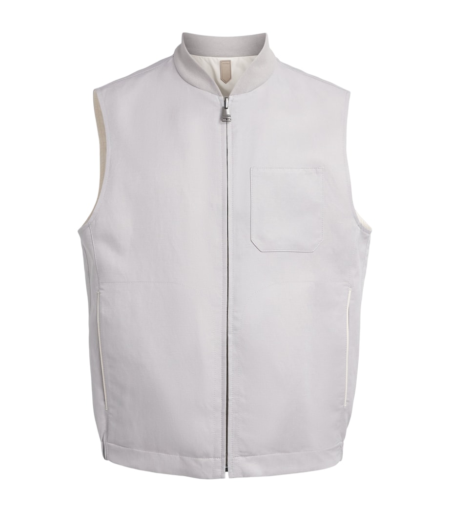 Canali Mens Linen-Silk Reversible Gilet Image 1