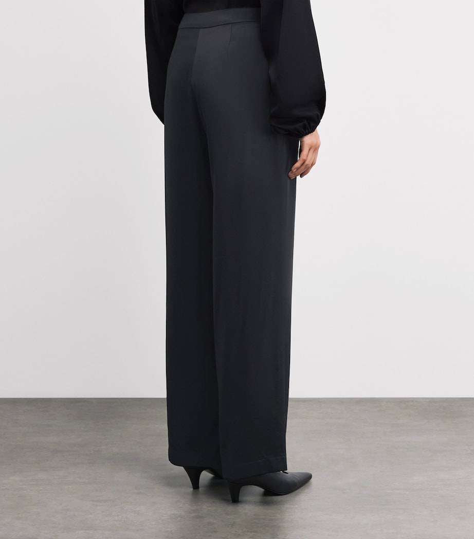 Satin Vincent Wide-Leg Trousers 001 BLACK Image 4