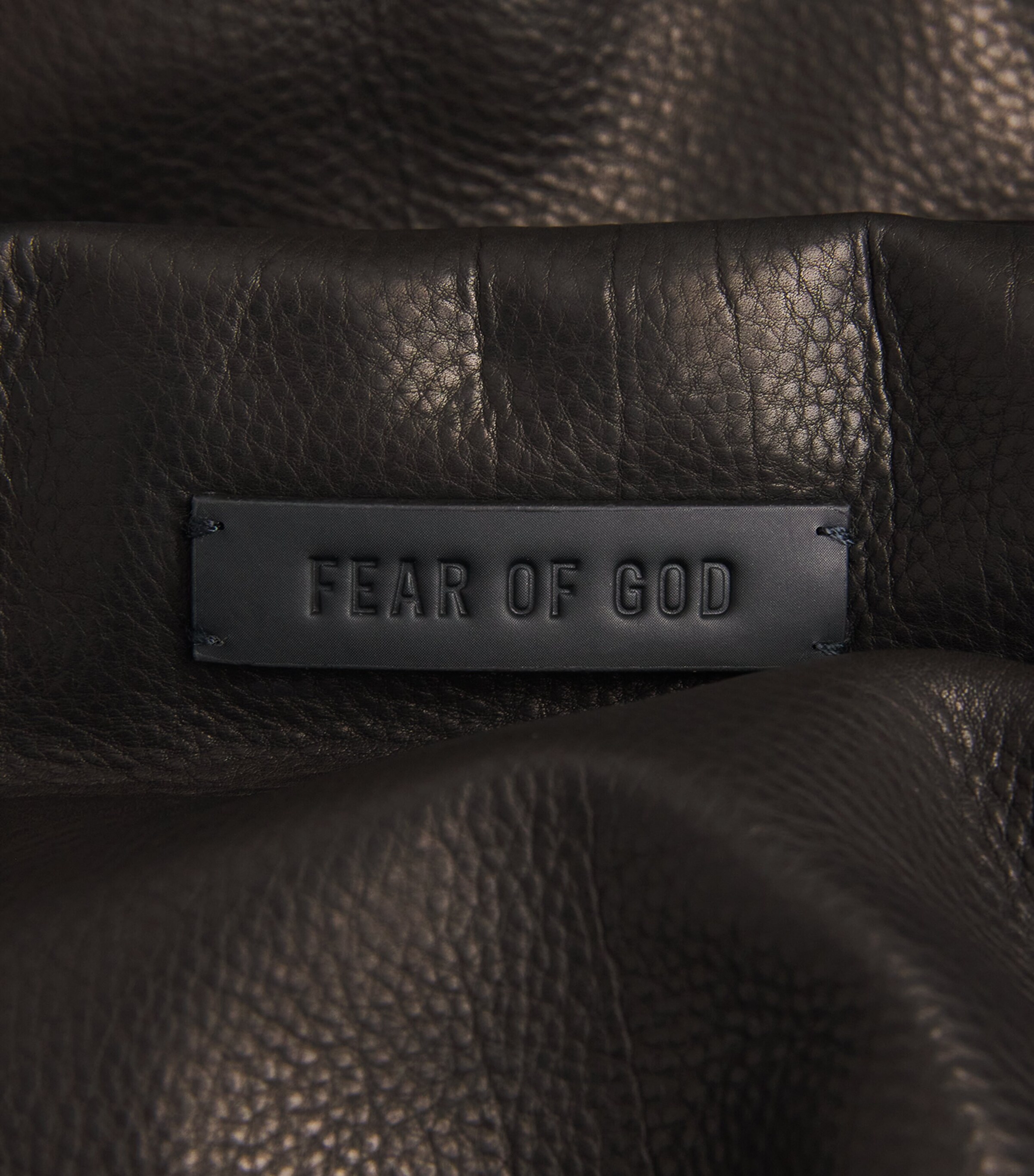 Fear Of God Mens Leather Padded Bomber Jacket Black Image 5