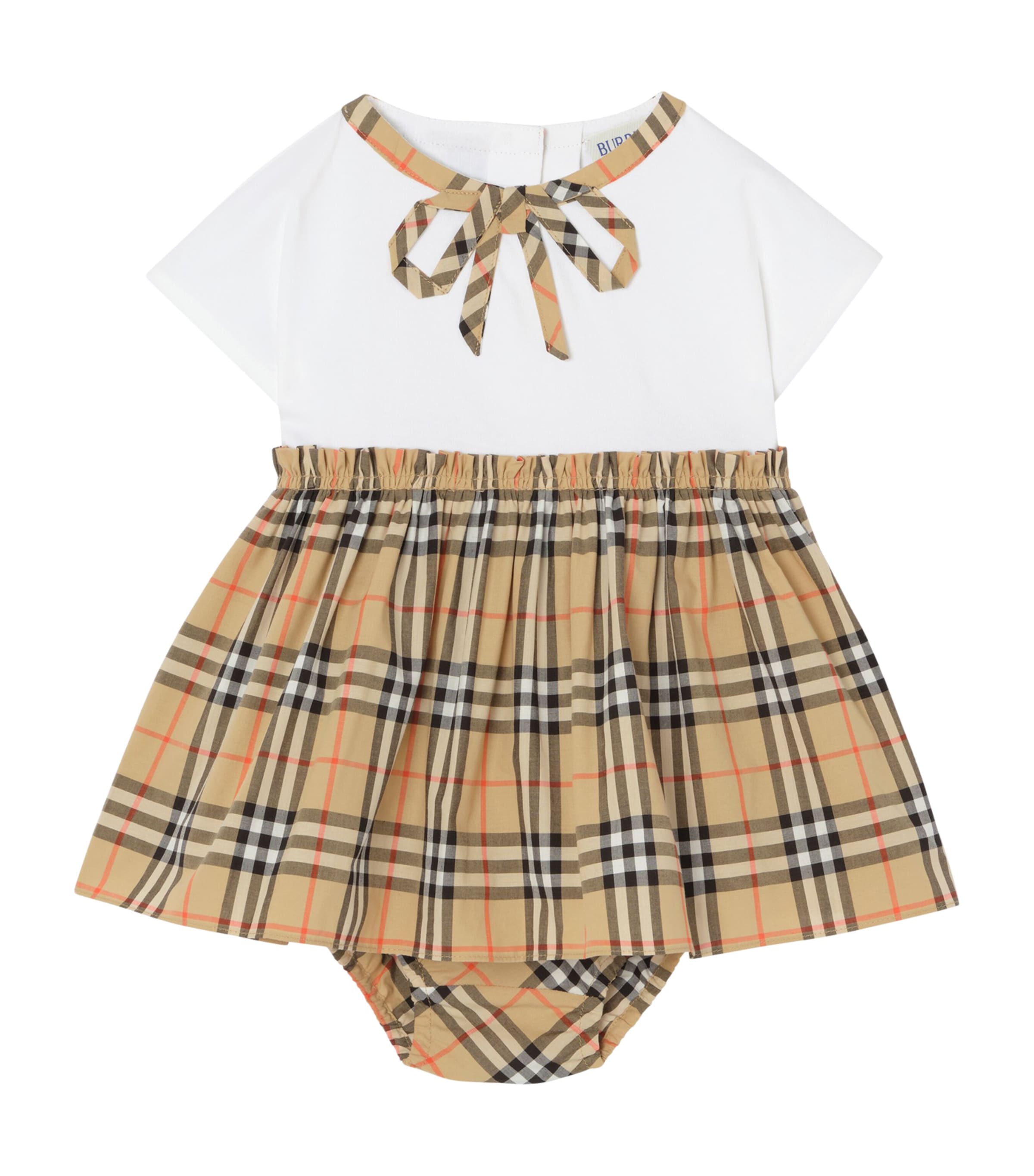Burberry Kids Cotton Check Dress and Bloomers Set (1-18 Months) White Image 1