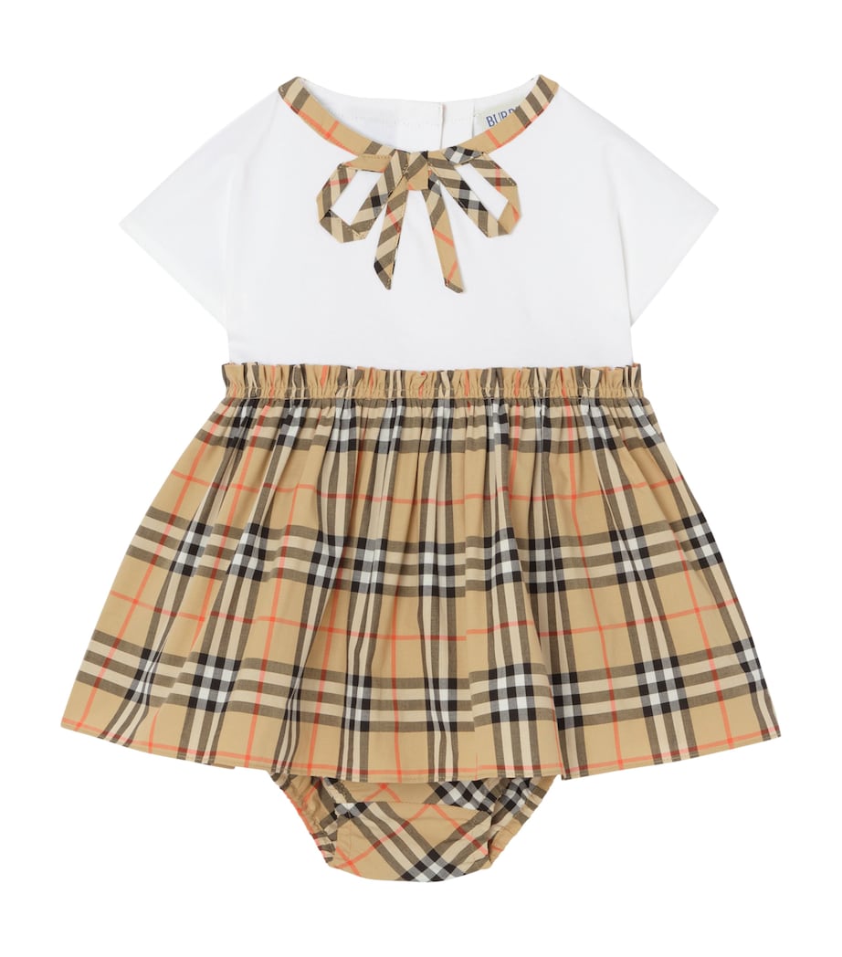 Burberry Kids Cotton Check Dress and Bloomers Set (1-18 Months) White Image 1