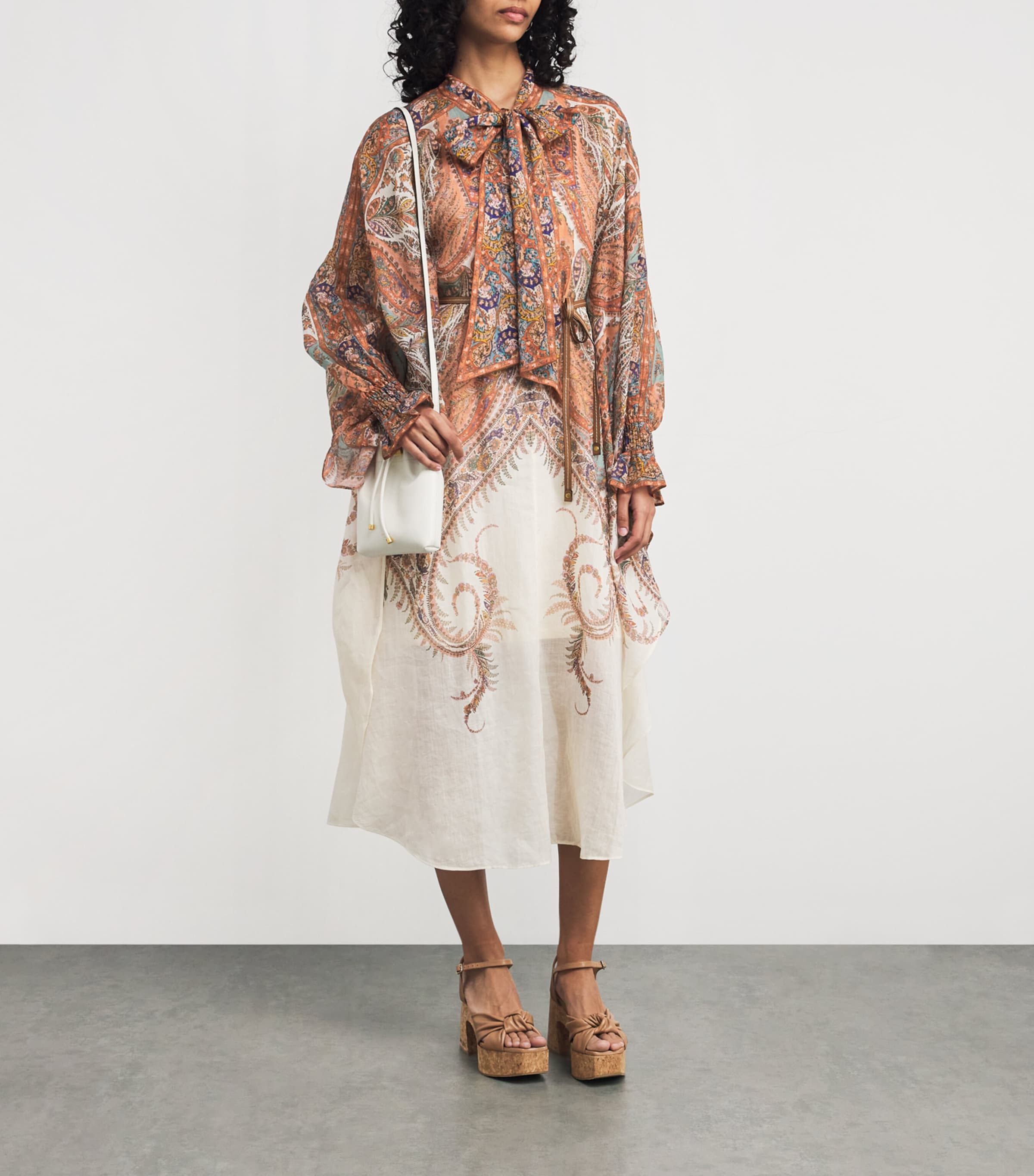 送料込/関税込■ZIMMERMANN■Rhiannon リネン ミディドレス Zimmermann Rhiannon Tie Neck Midi Dress | forward | REVERSIBLE