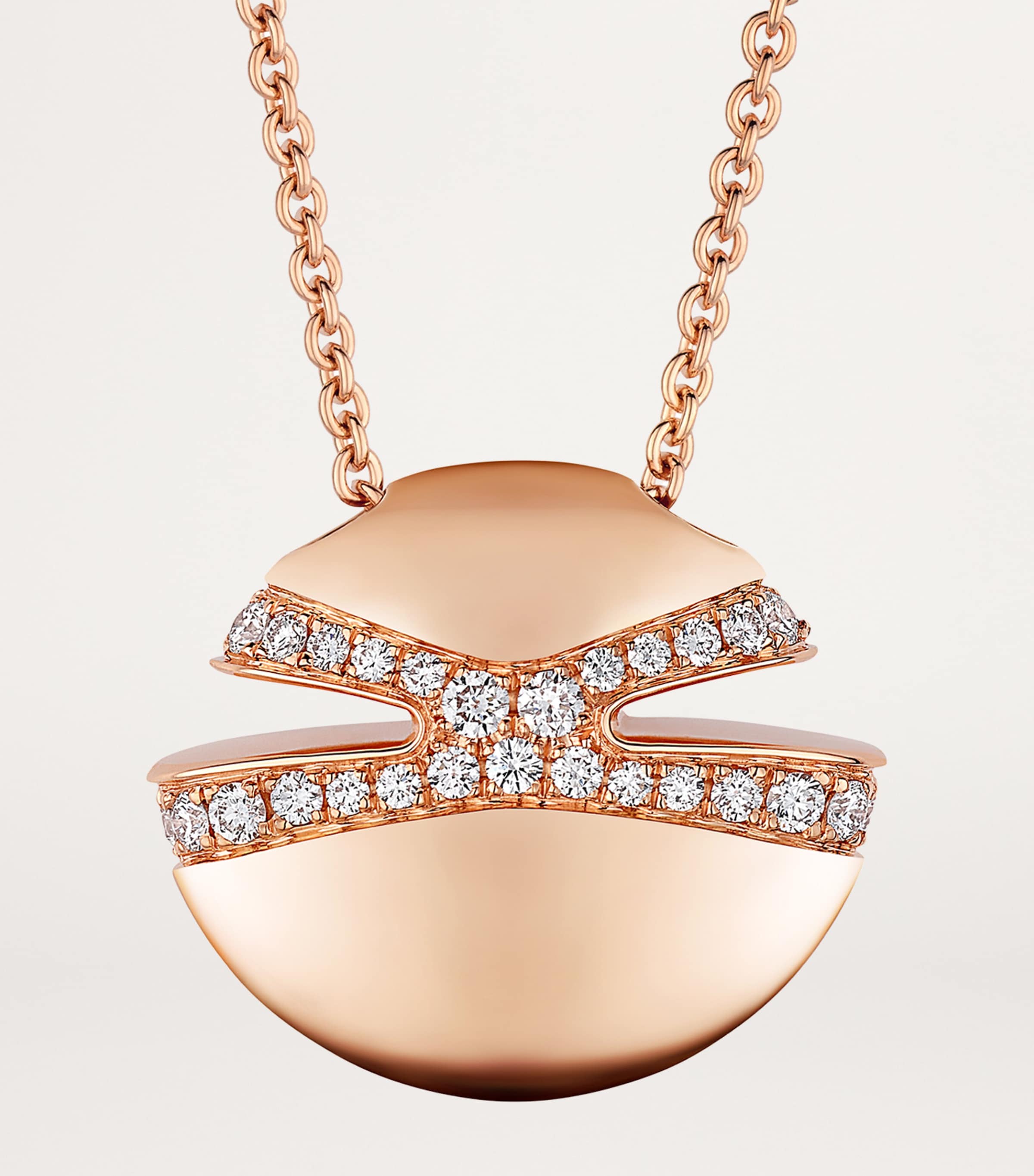 Rose Gold and Diamond Cabochon Necklace PINK GOLD Image 3