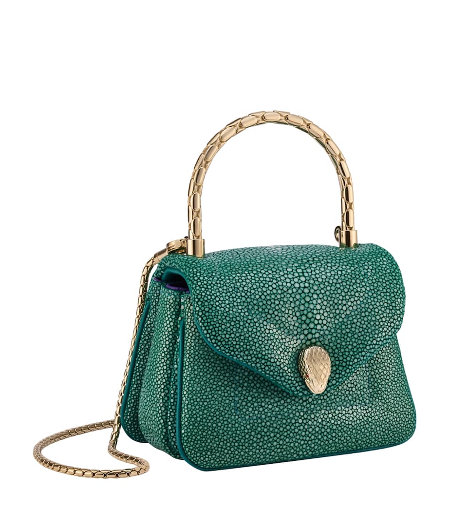 Leather Serpenti Reverse Top-Handle Bag GREEN LIGHT Image 1