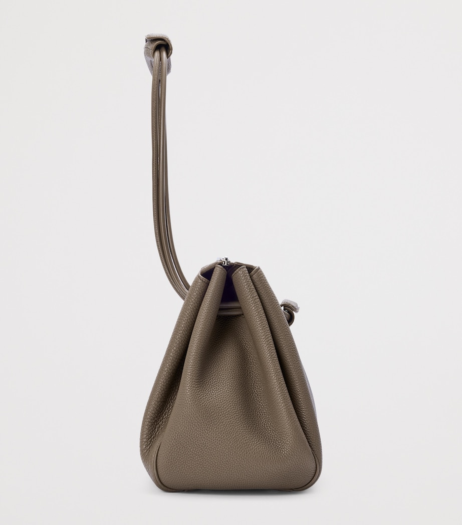 Large Grained Leather Madrid Shoulder Bag TAUPE Image 4