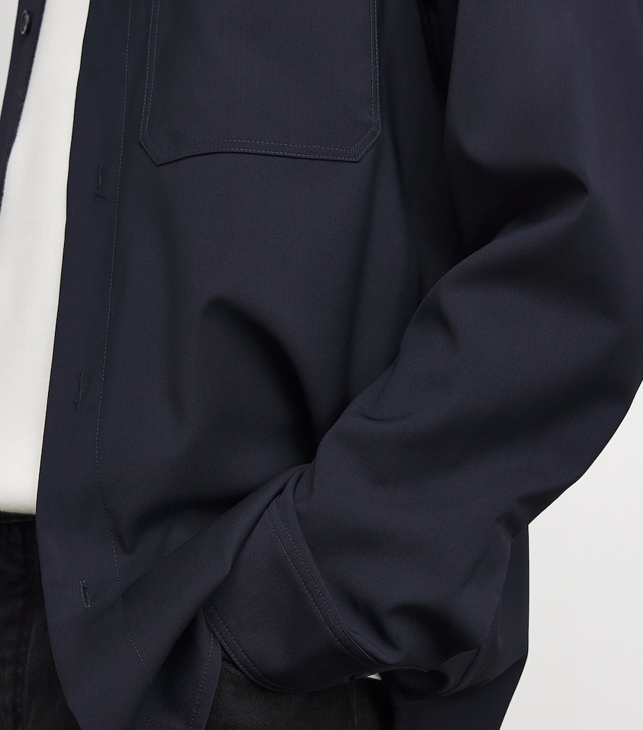 Barena Mens Tropical Wool Overshirt Navy Image 3