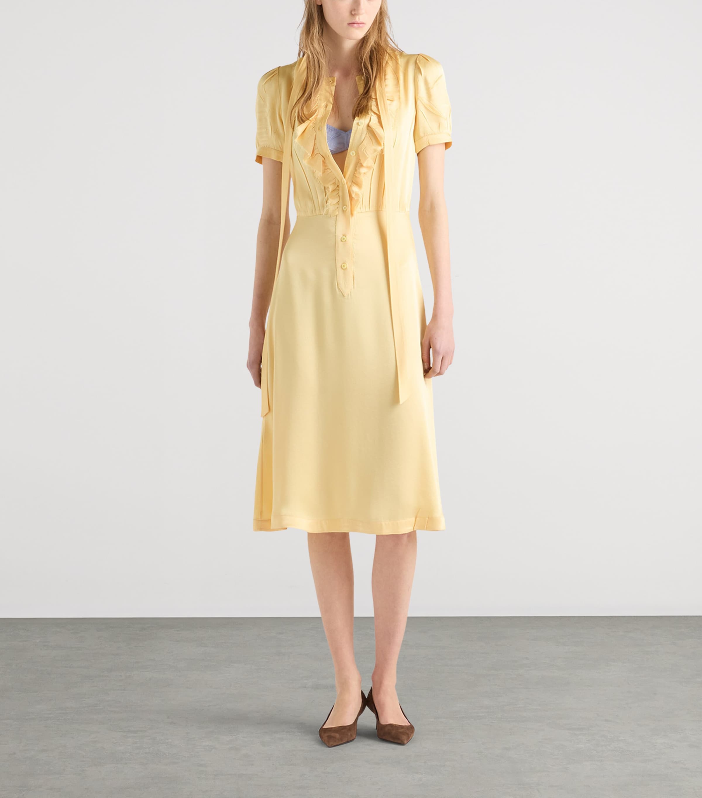 Prada Womens Satin Crepe Midi Dress Image 2