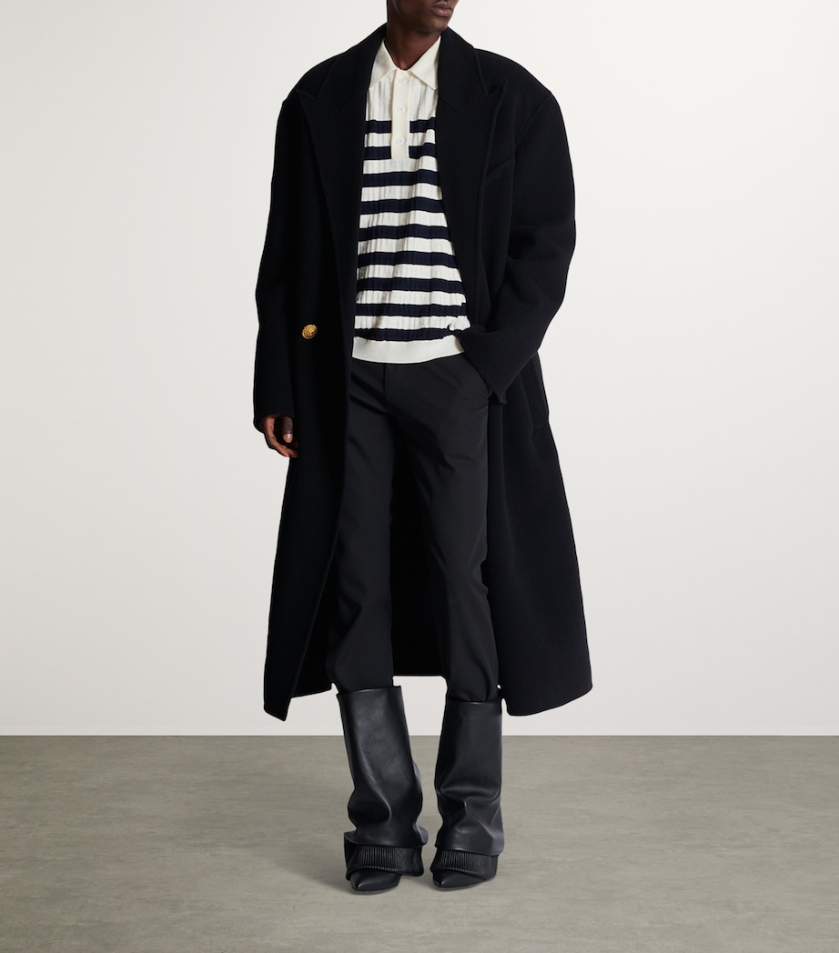 Virgin Wool Monogram Polo Shirt GCR BLANC/MARINE Image 7