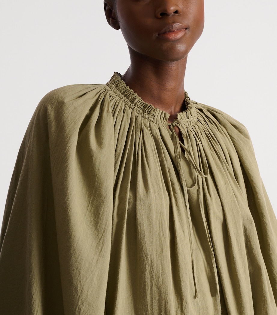Balmain Womens Cotton Peasant Blouse Vert Pale Image 5