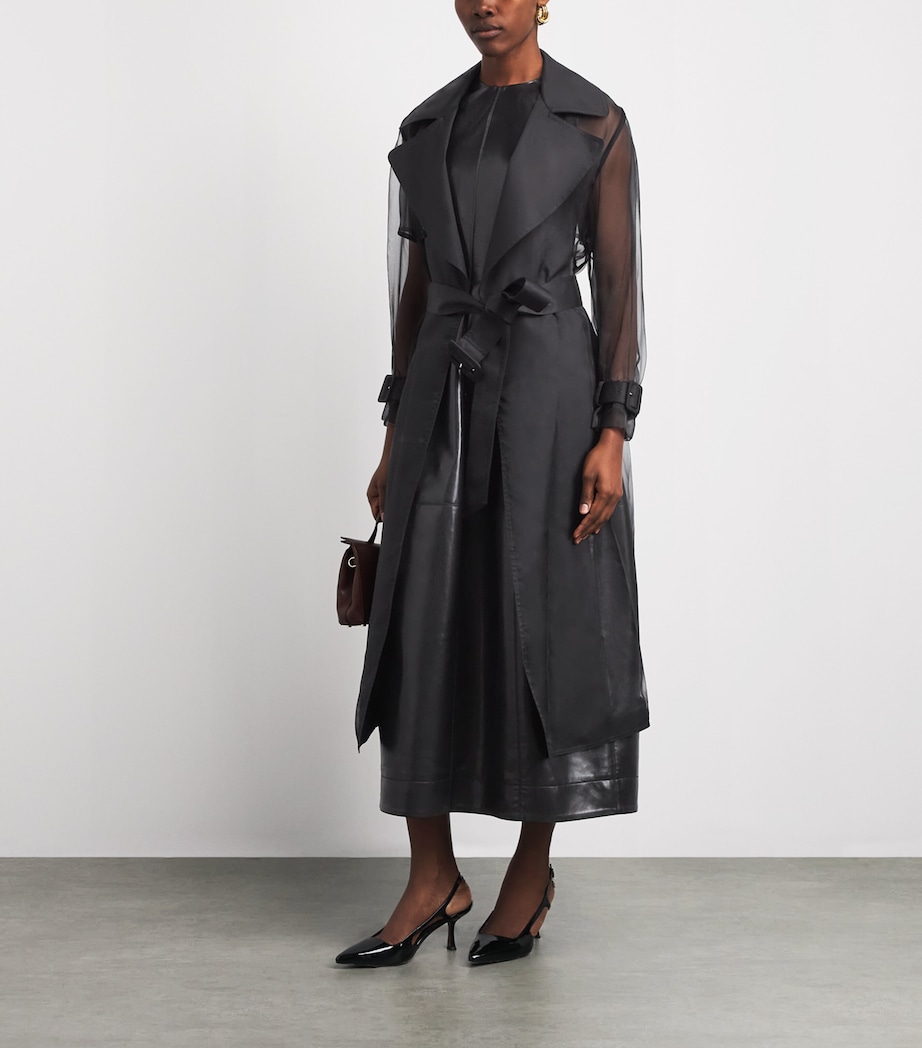 Alice+Olivia Womens Sheer Silvia Trench Coat Black Image 2