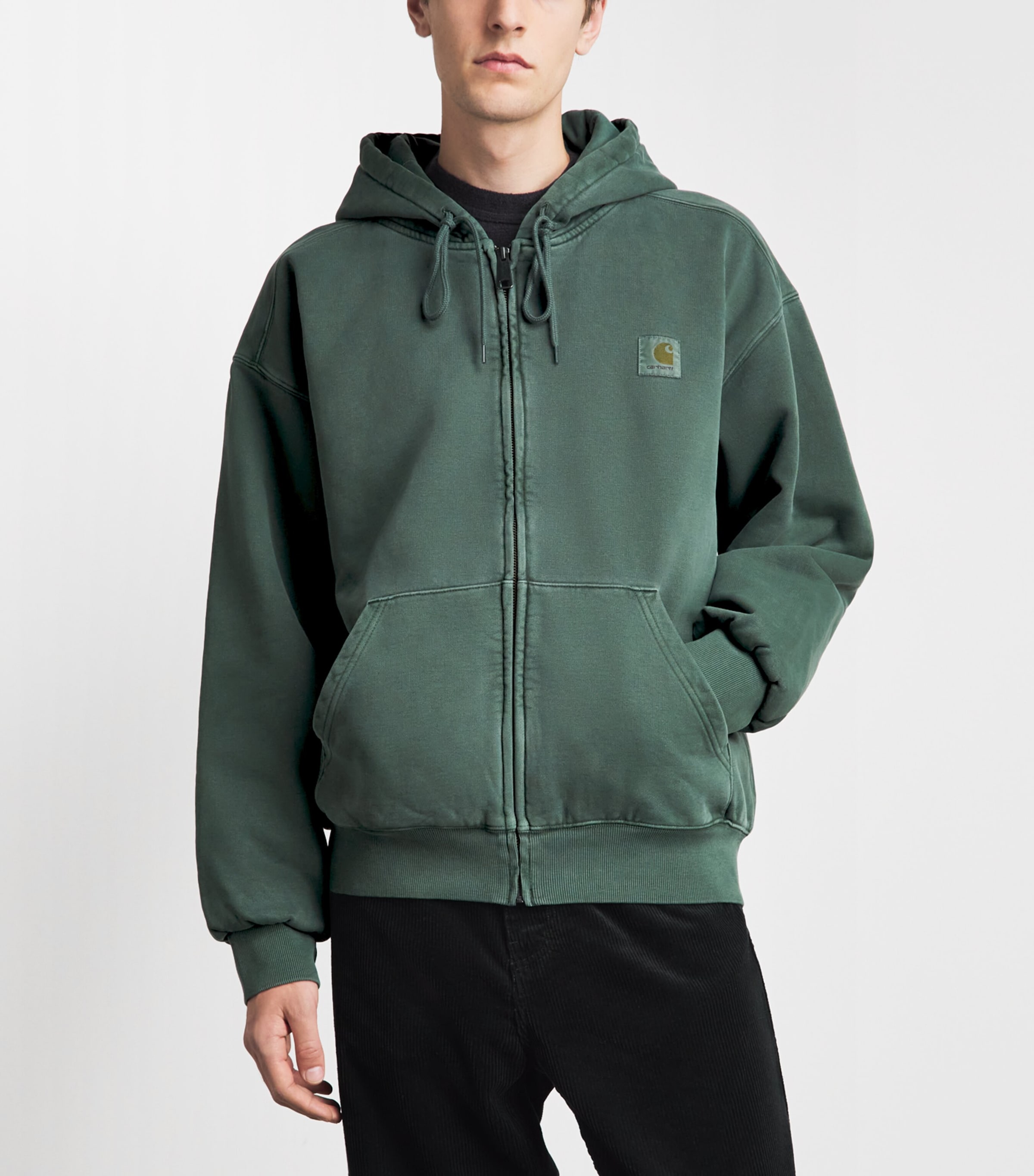 【値下げ】CARHARTT WIP HOODED VISTA パーカー グリーン Carhartt WIP Grey Cotton Logo Vista Zip-Up Hoodie | Harrods US