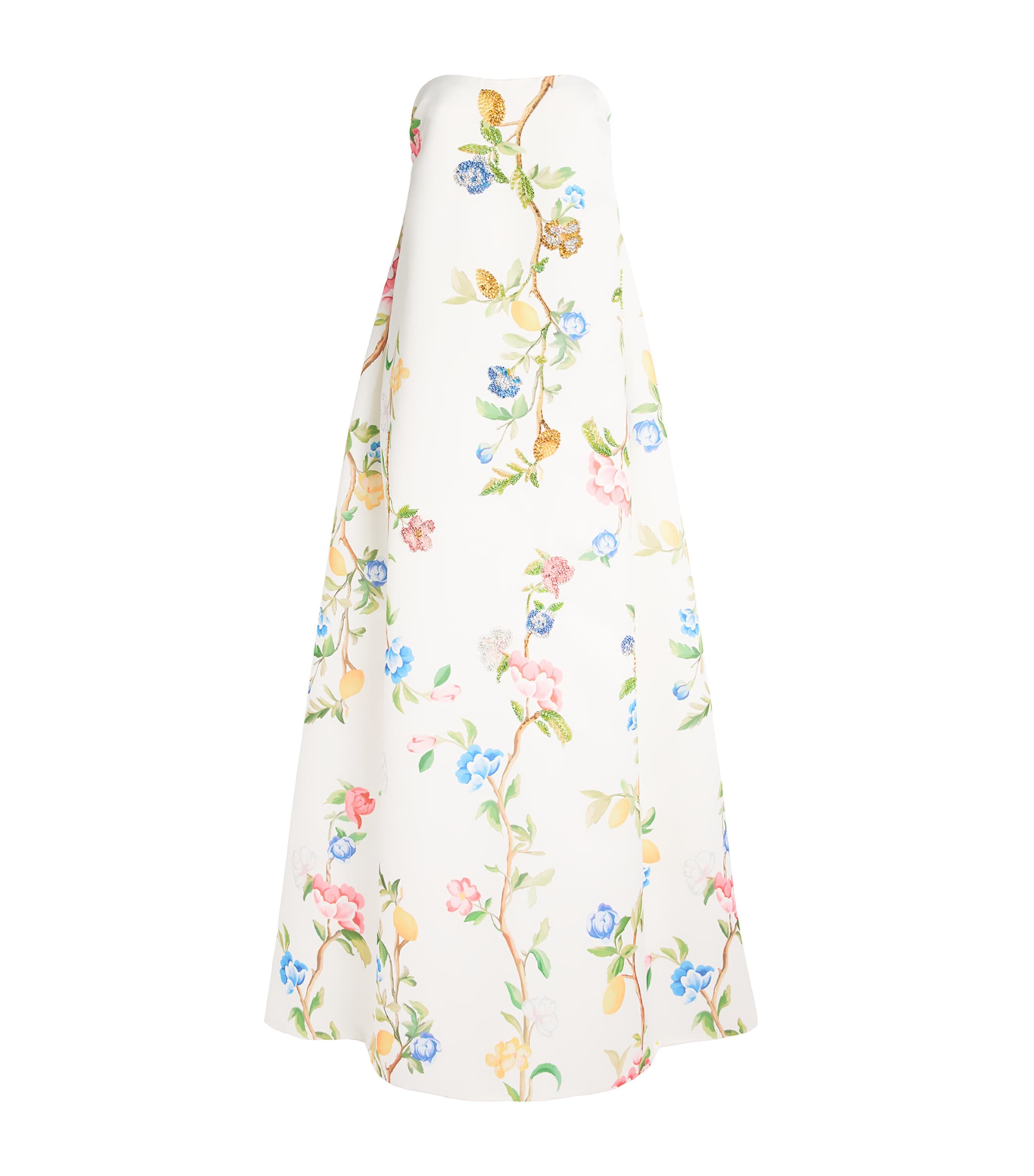 LEO LIN Womens Floral Embellished Phoebe Gown Lemon Vine Prnt Snow Image 1