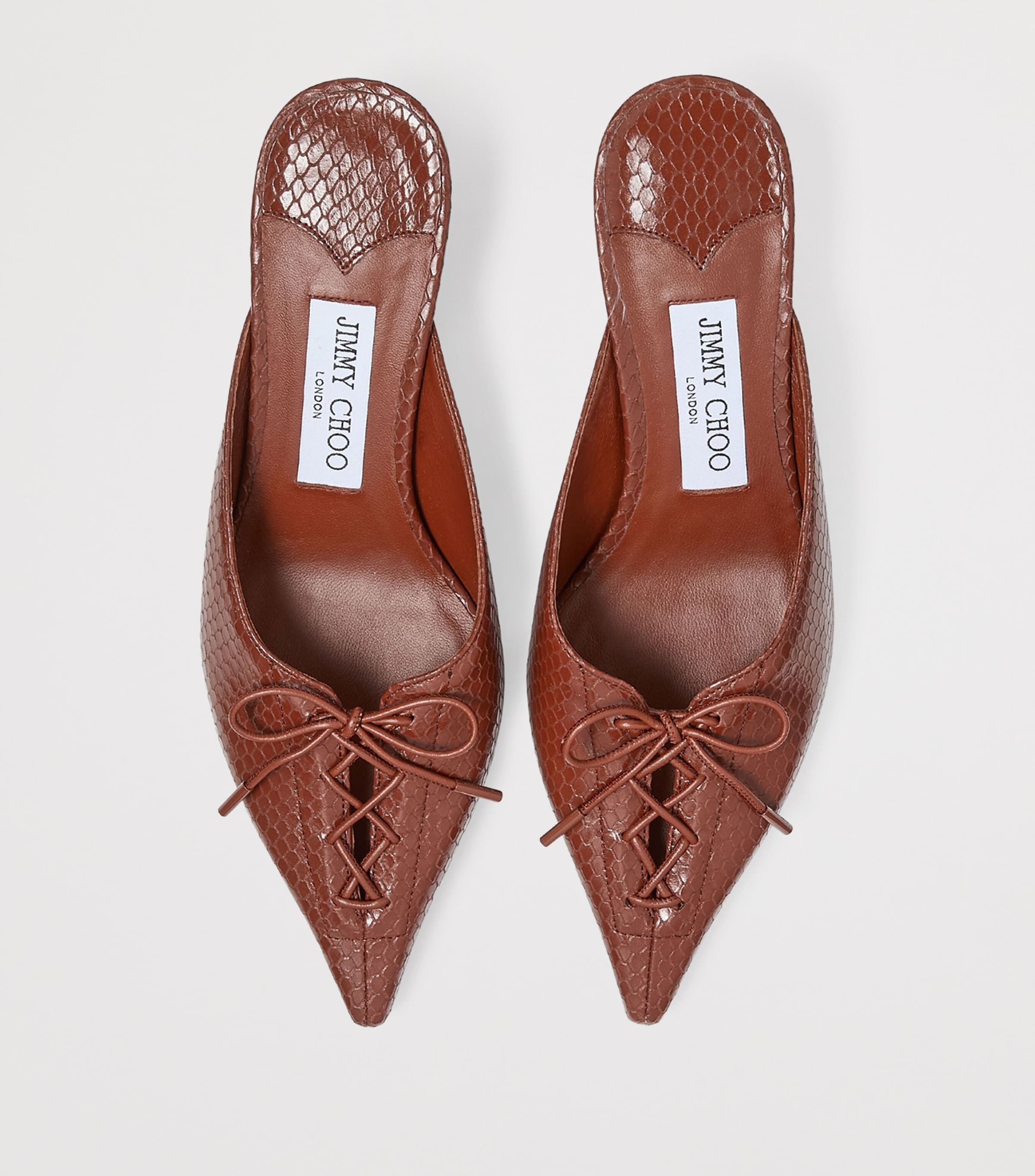 Scarlett 50 Leather Snake-Print Mules COGNAC Image 2