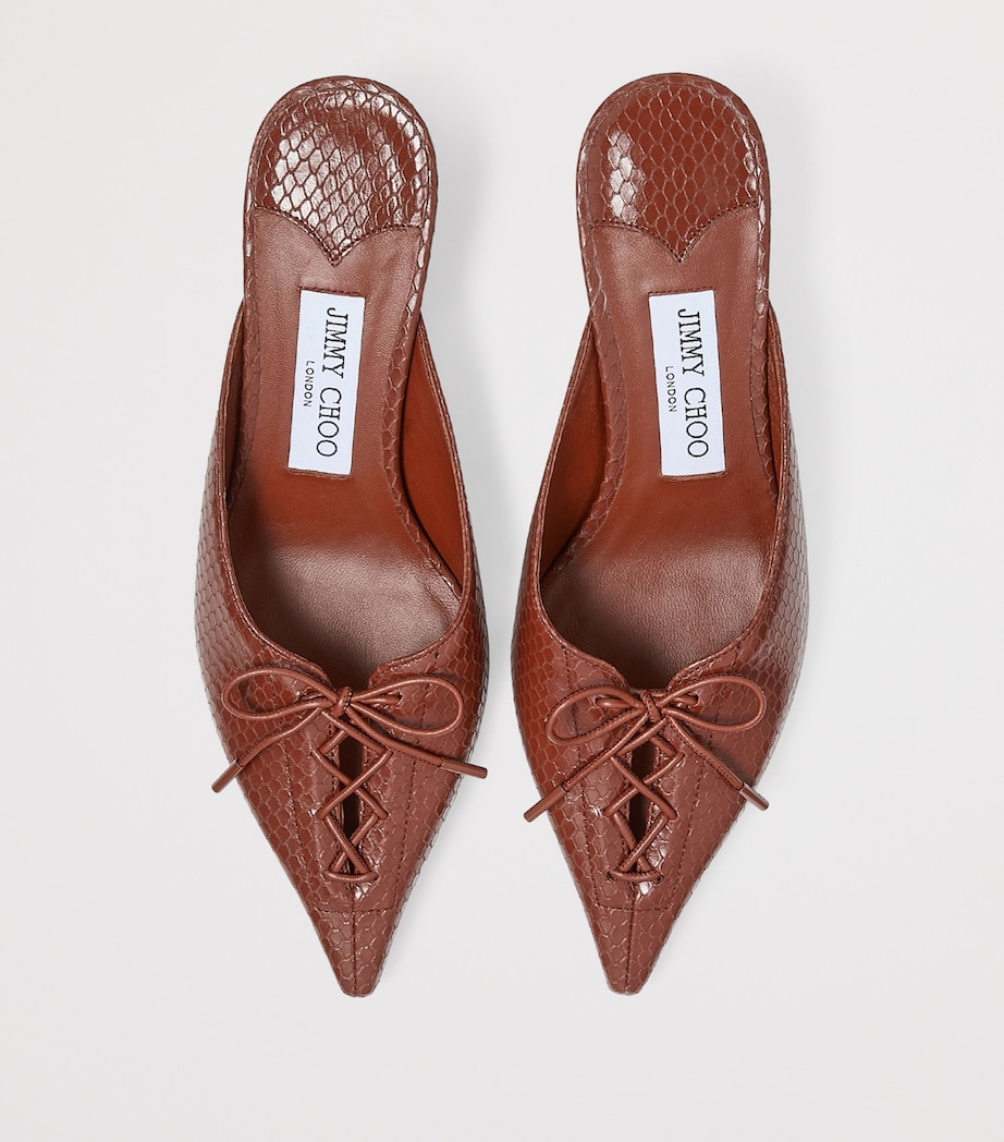 Scarlett 50 Leather Snake-Print Mules COGNAC Image 2