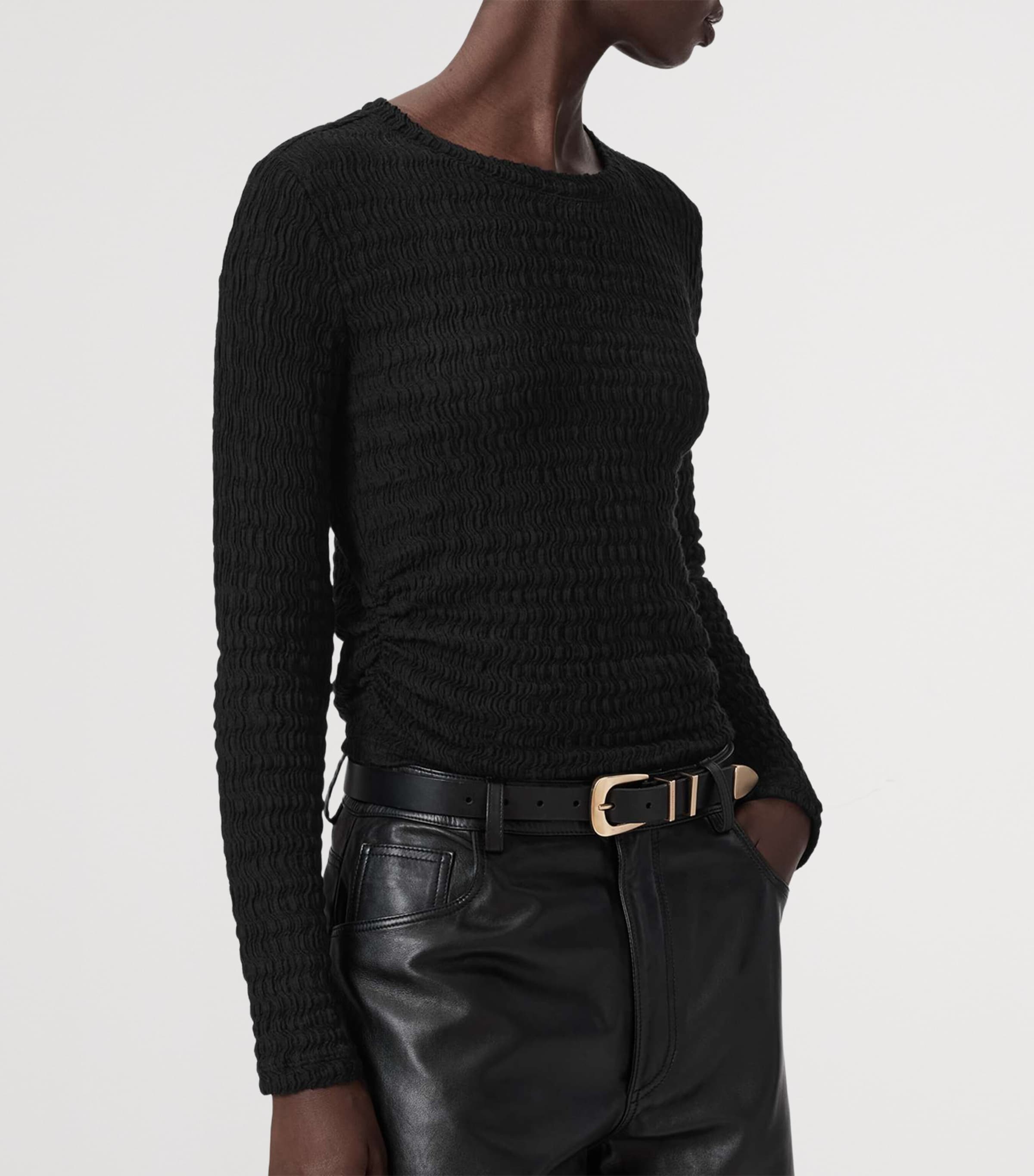 Cotton-Blend West Long-Sleeve Top BLACK Image 4