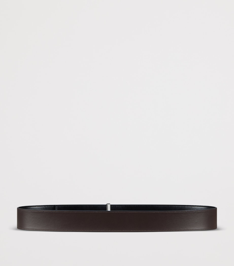 Leather Reversible Label Belt BLACK/GREY Image 4