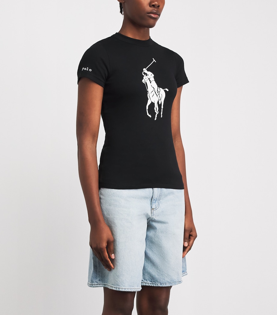 Polo Ralph Lauren Womens Cotton-Blend Polo Pony T-Shirt Polo Black Image 4