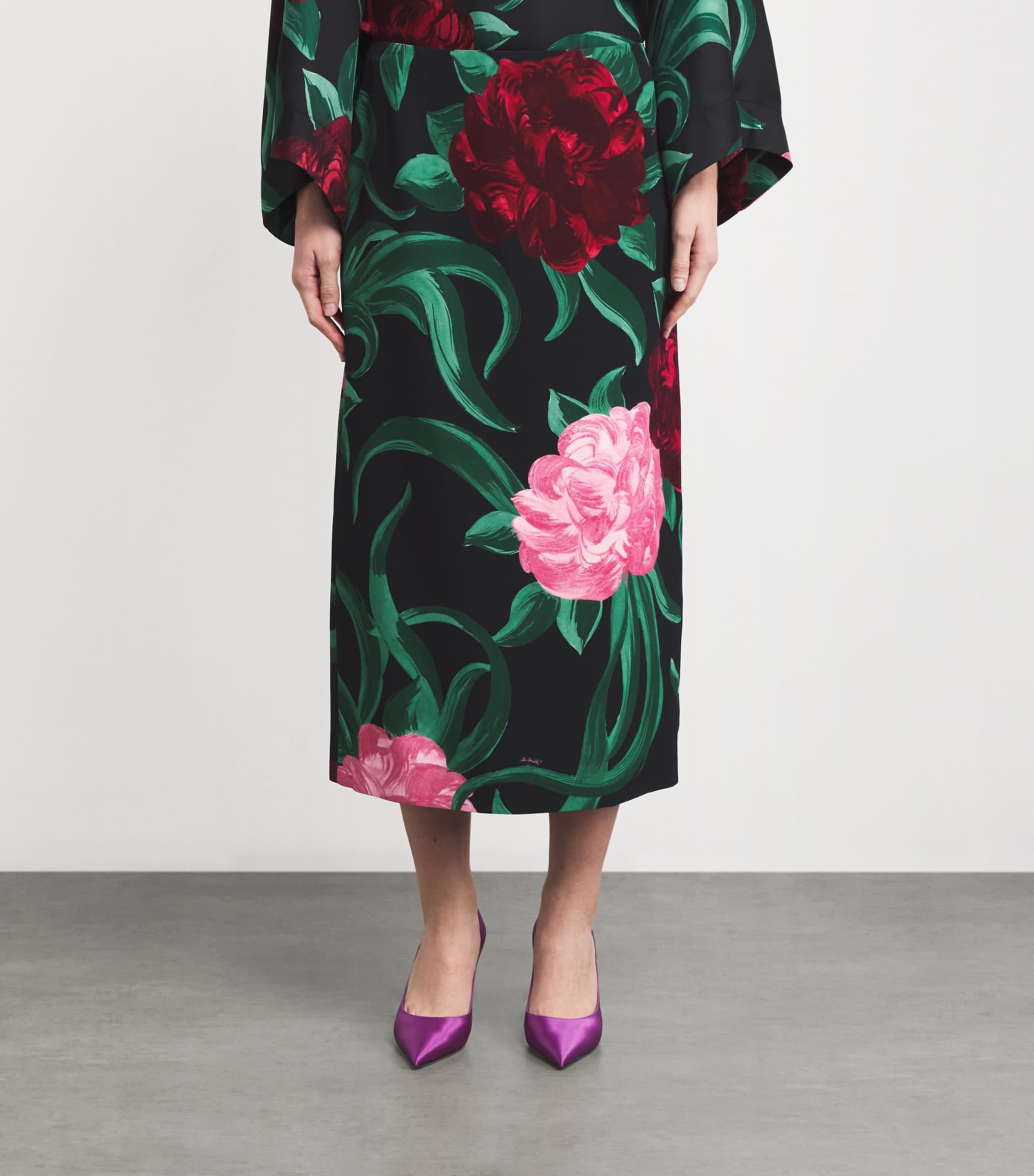 Silk Floral Pencil Skirt BL01PEONY Image 3