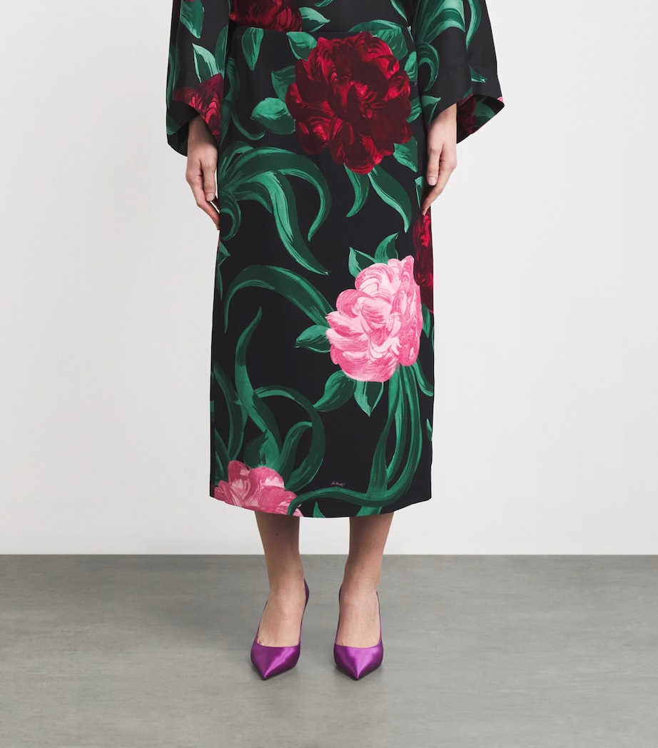 Silk Floral Pencil Skirt BL01PEONY Image 3