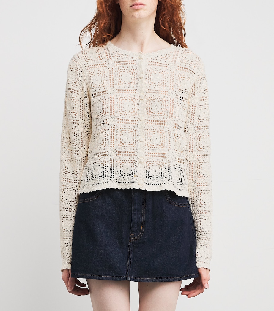 Cotton The Crochet Cardigan CREAM Image 3