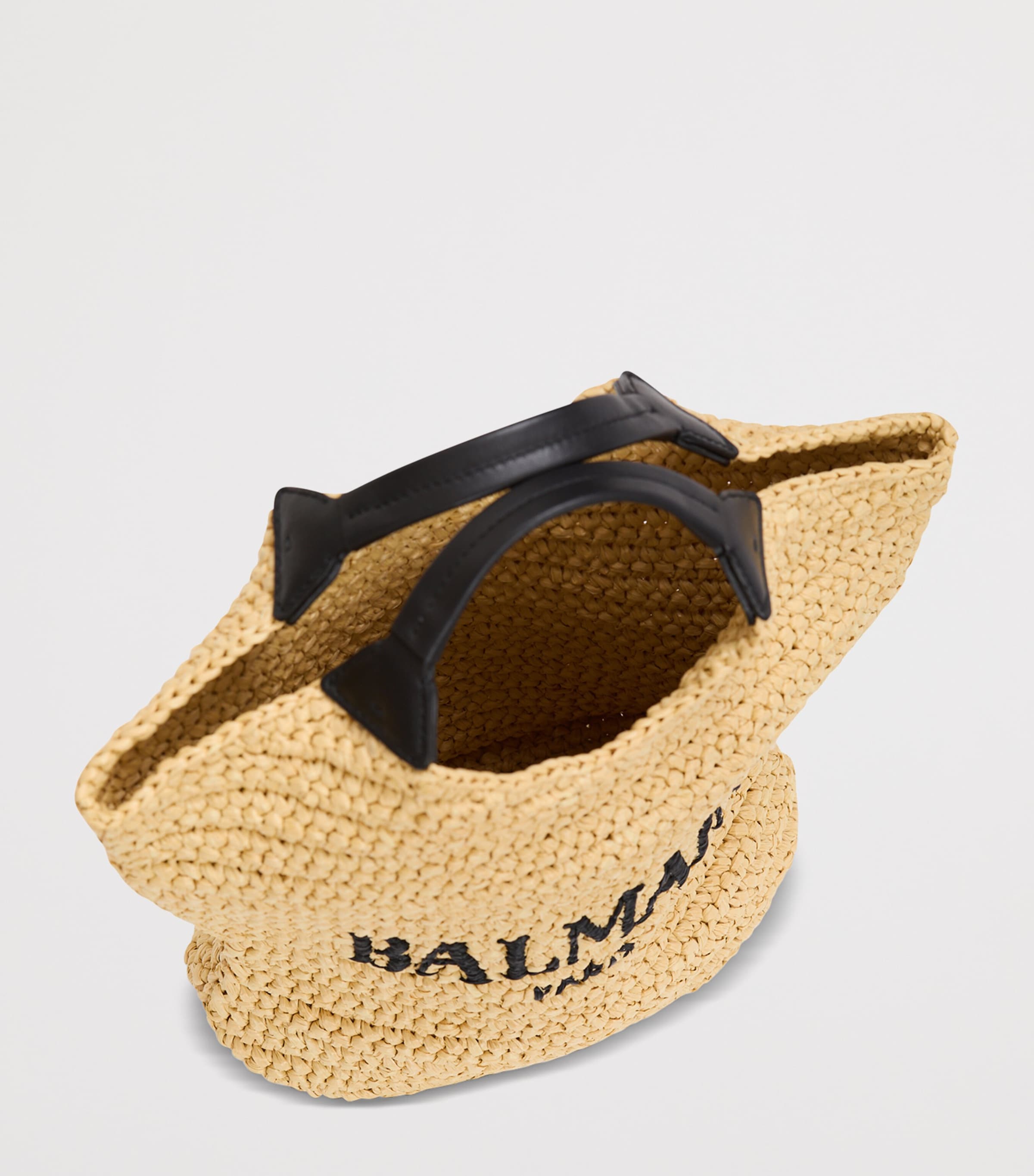 Balmain Mini Crochet Tote Bag Gte Naturel / Noir Image 4