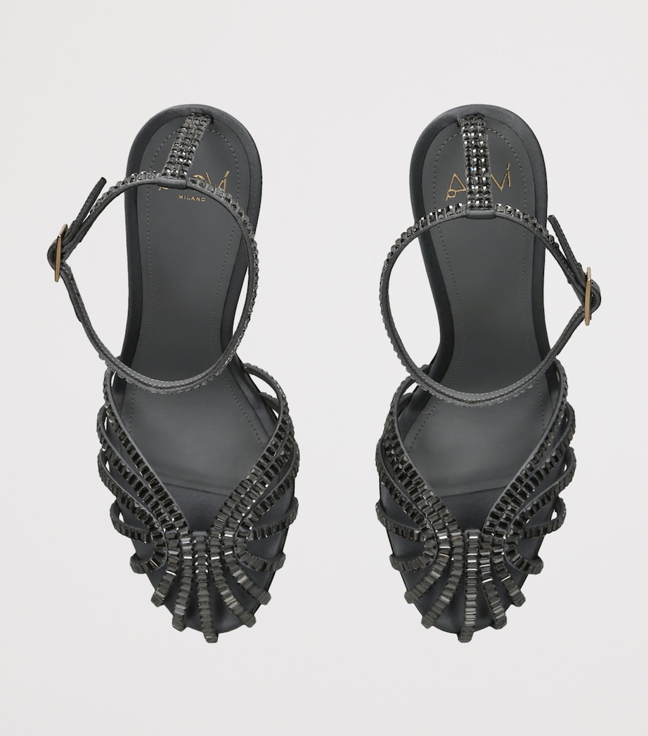 Alevì Satin Penelope Xtal Heeled Sandals 95 Grey Image 3