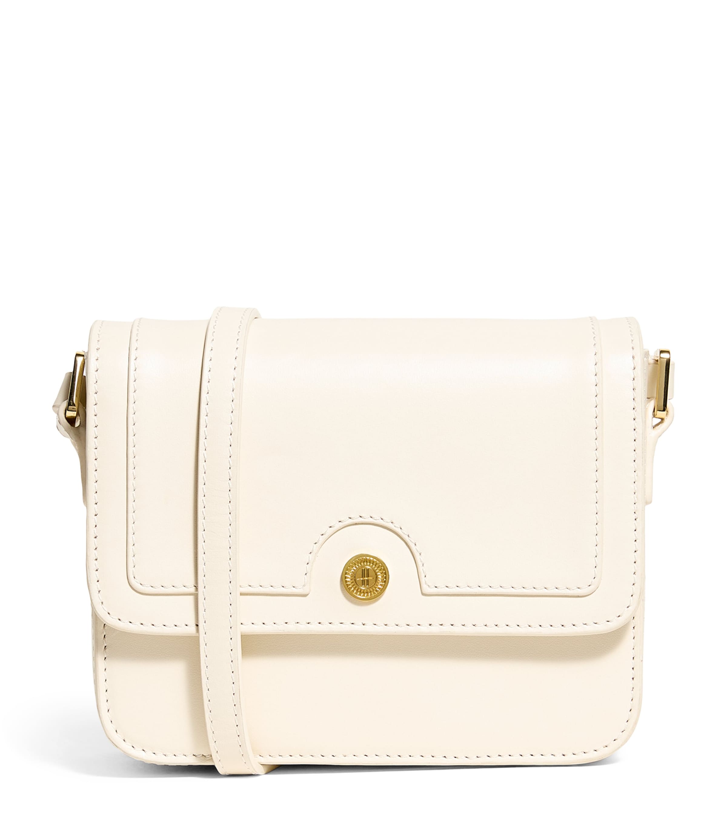 Harrods Leather Camera Bag In Beige