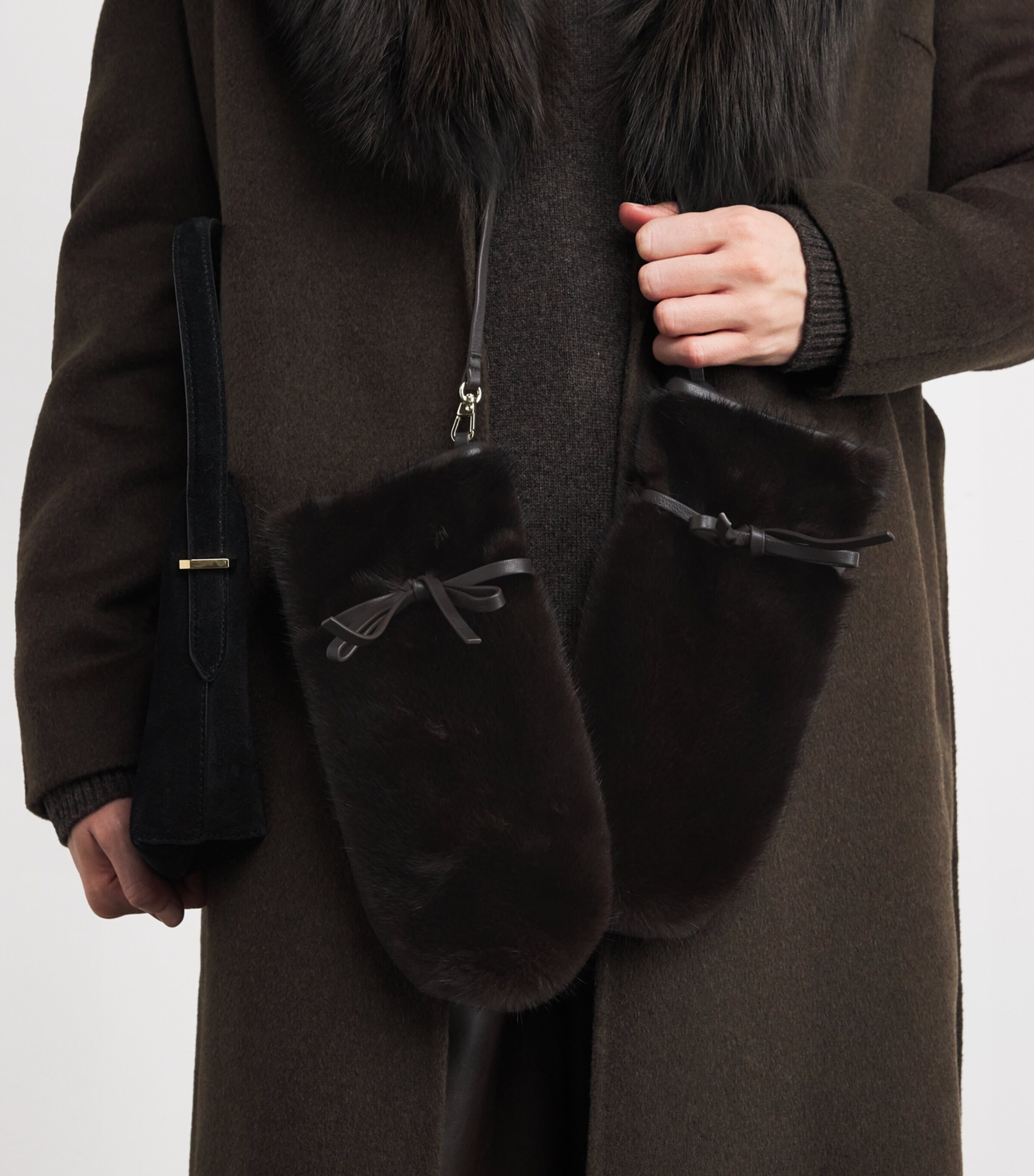 Yves Salomon Mink Fur-Leather Mittens Maho Image 2
