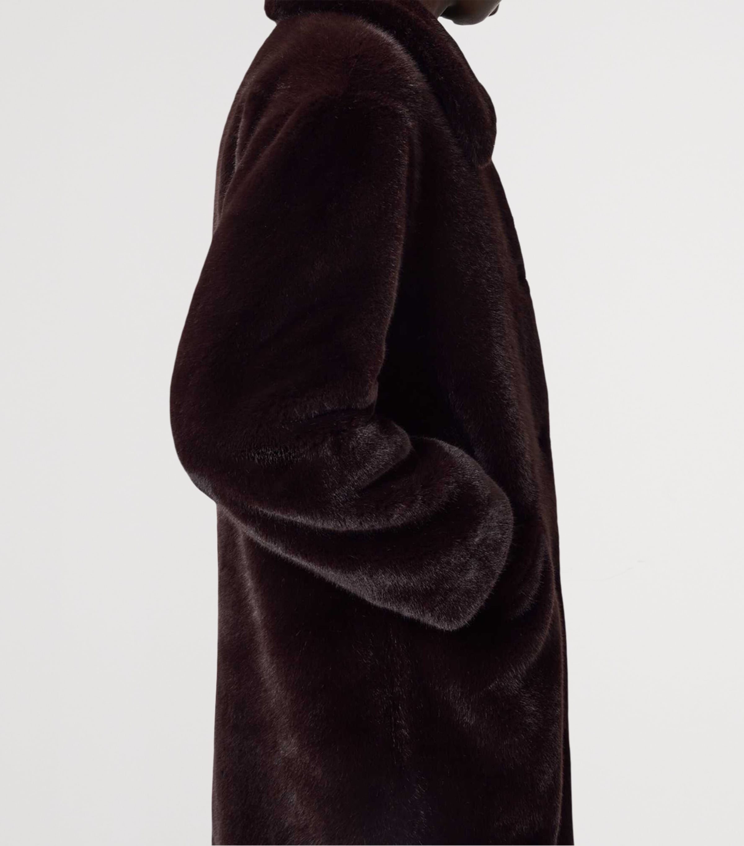 Faux Fur Sora Coat CHOCOLATE BROWN Image 7