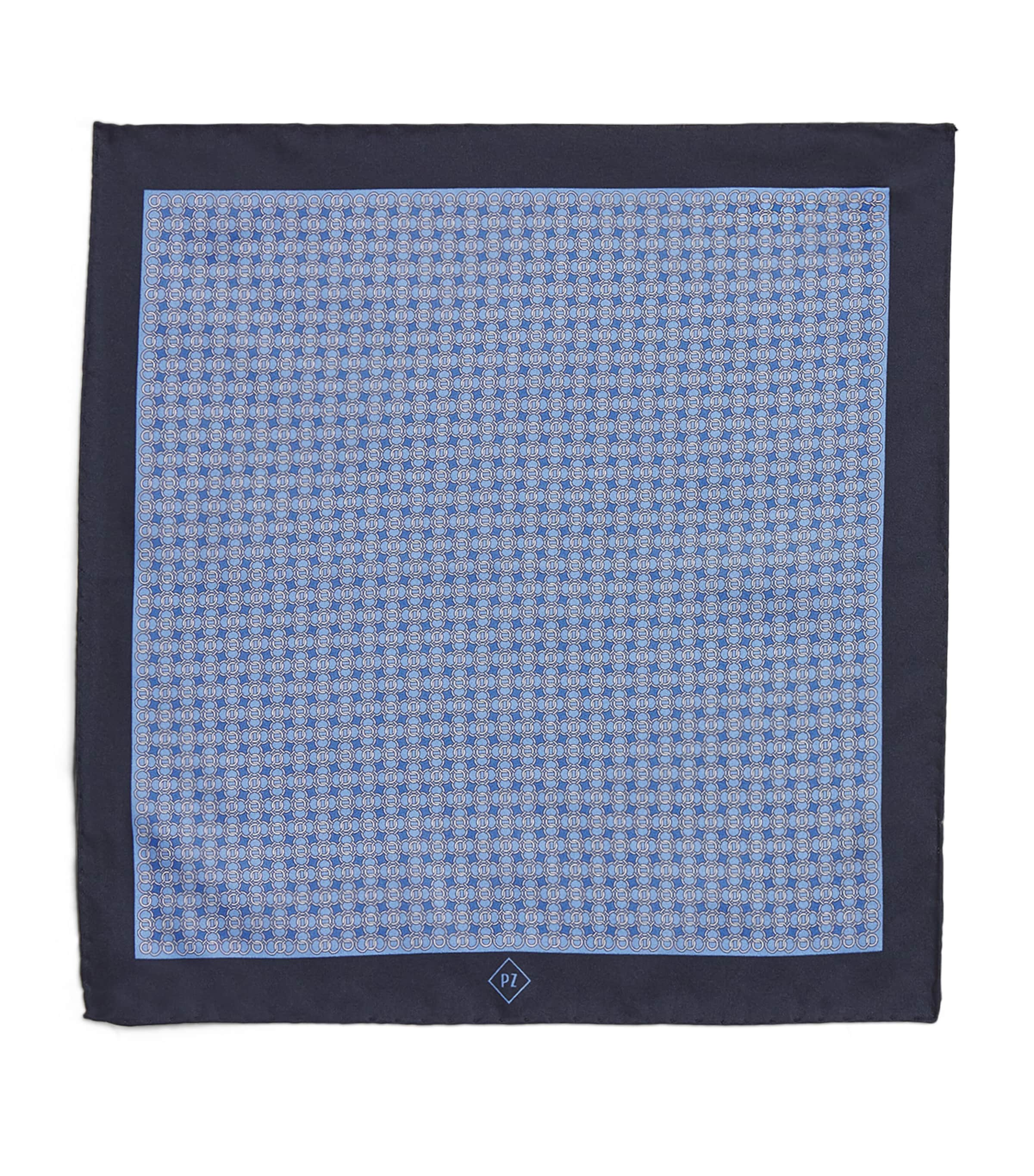 Pal Zileri Silk Diamond Check Pochette In Blue