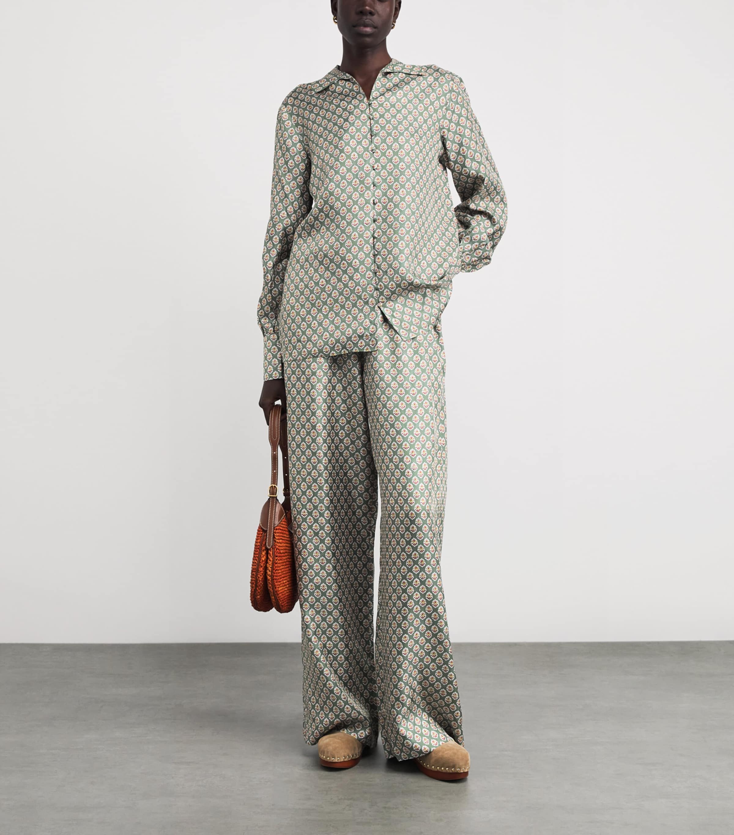 Silk Floral Wide-Leg Trousers 2014 WD BLK SPK FLWR Image 2