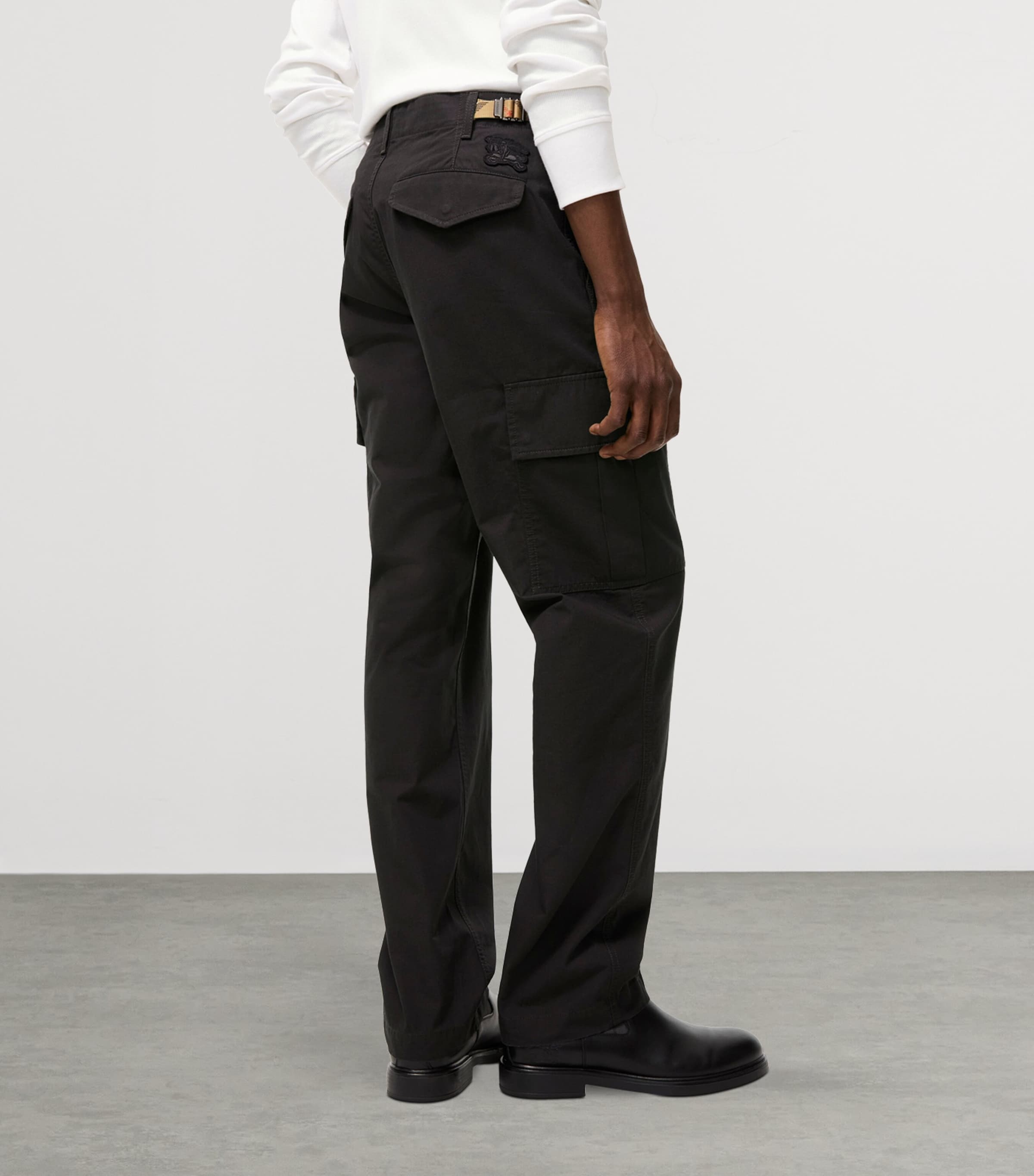 Burberry Mens Cotton Cargo Trousers Chocolate Brown Image 3