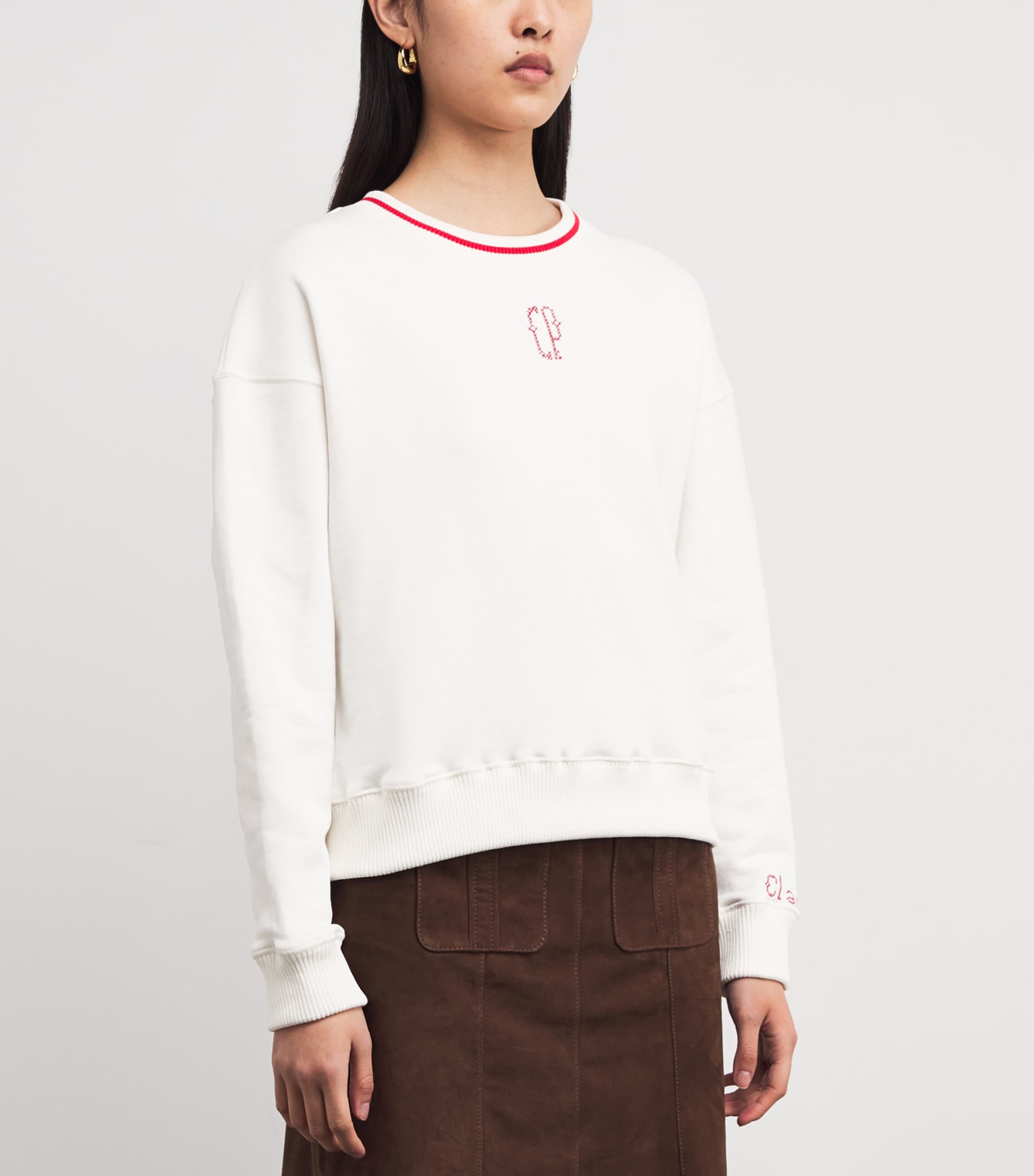 Cotton CP Embroidered Sweatshirt ECRU Image 3