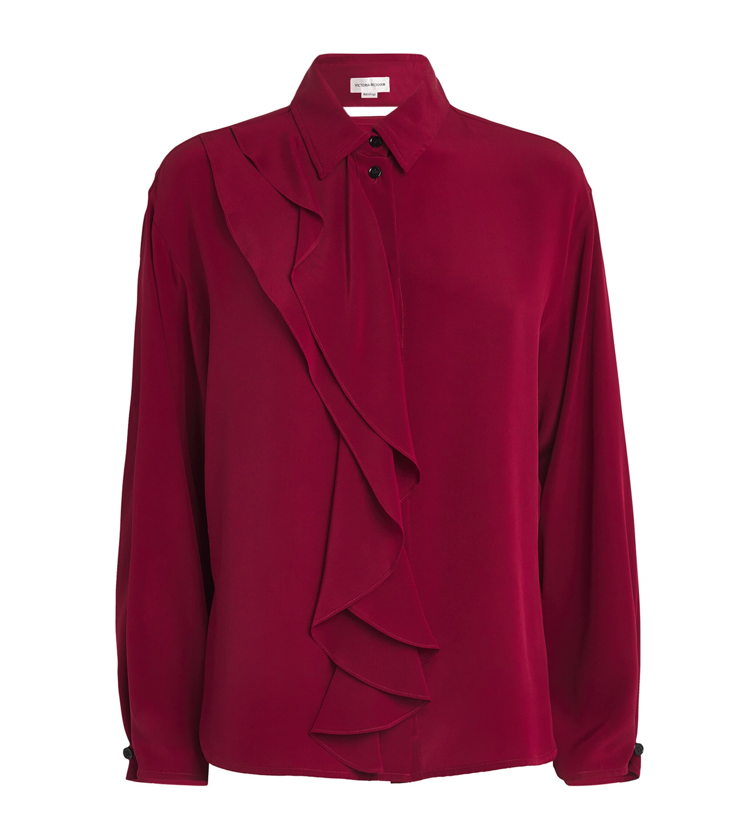Victoria Beckham Silk Ruffle-trim Blouse In Red