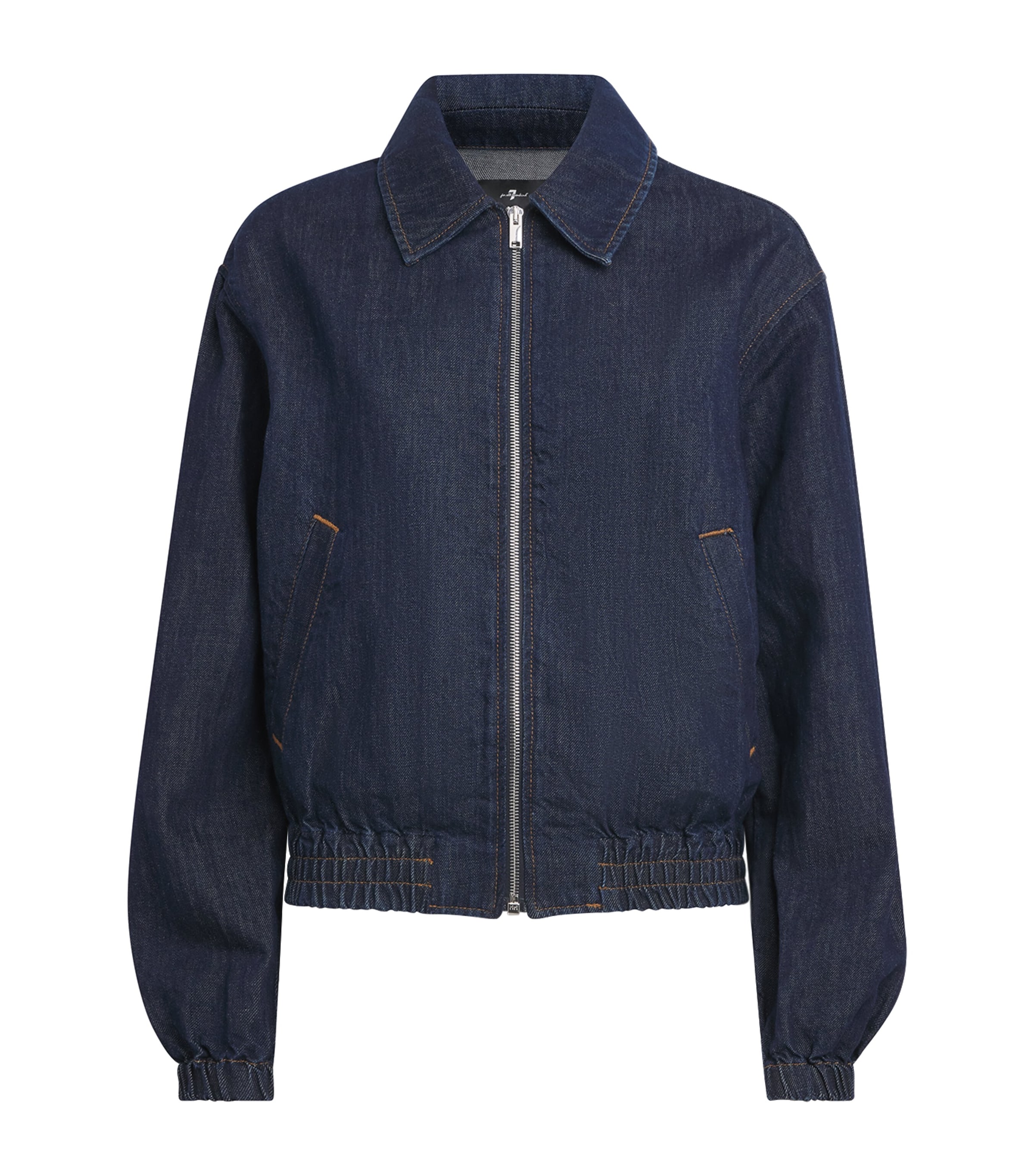 7 For All Mankind Womens Cotton-Linen Denim Jacket Blossom Image 1
