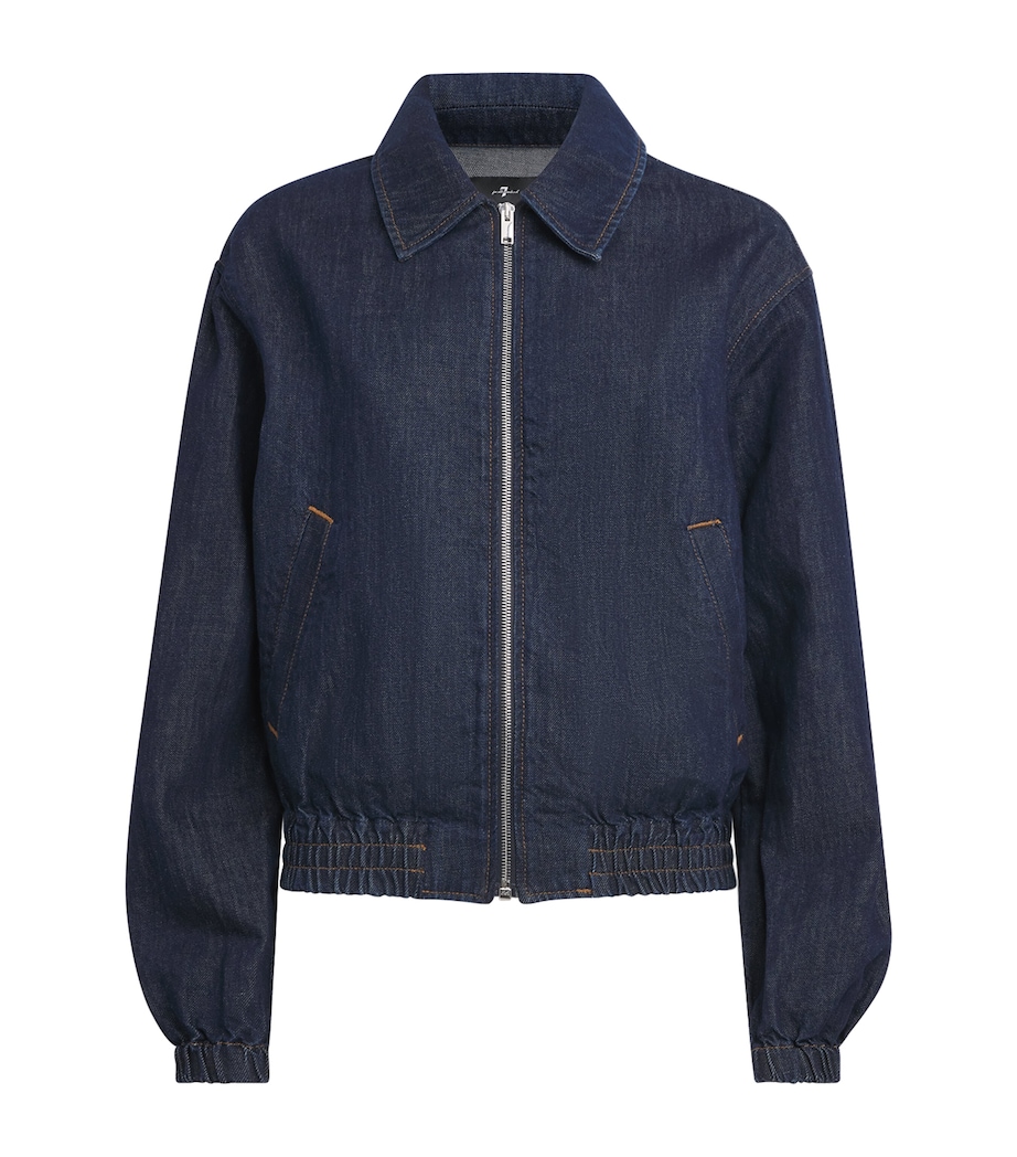7 For All Mankind Womens Cotton-Linen Denim Jacket Blossom Image 1