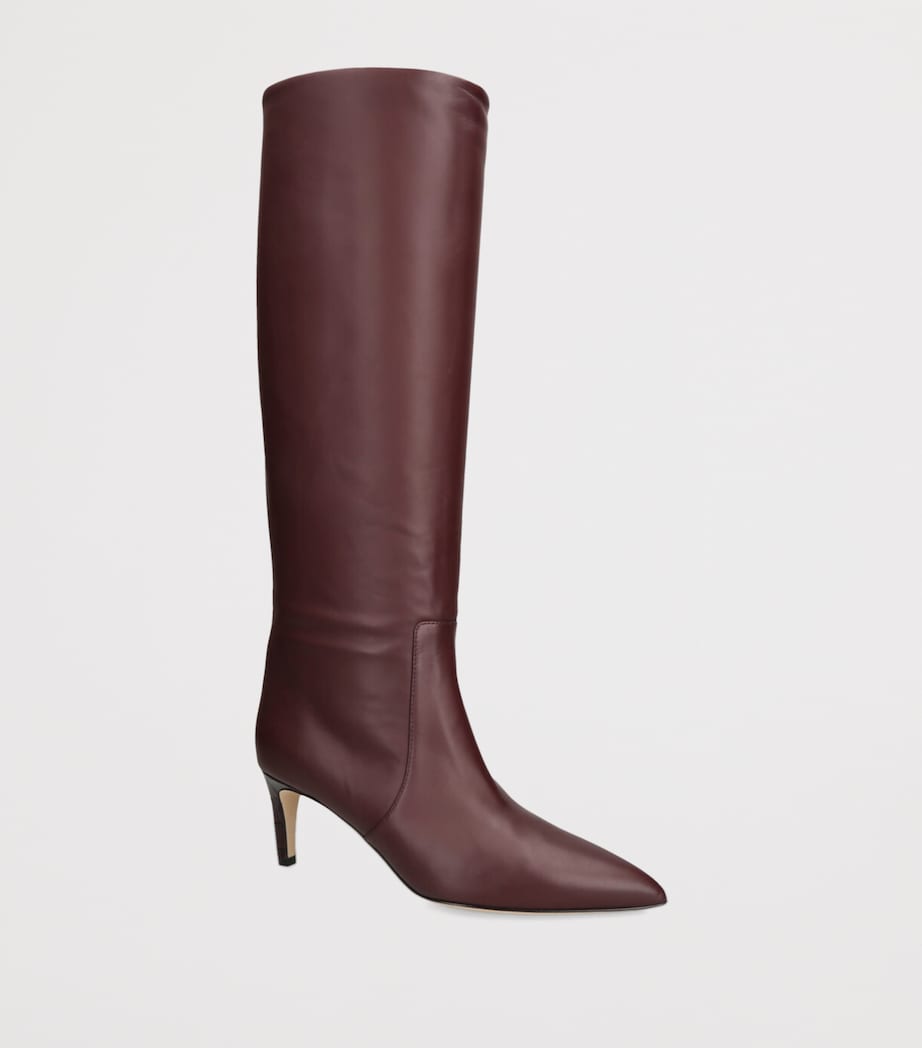 Leather Knee-High Stiletto Boots 60 WINE Image 2