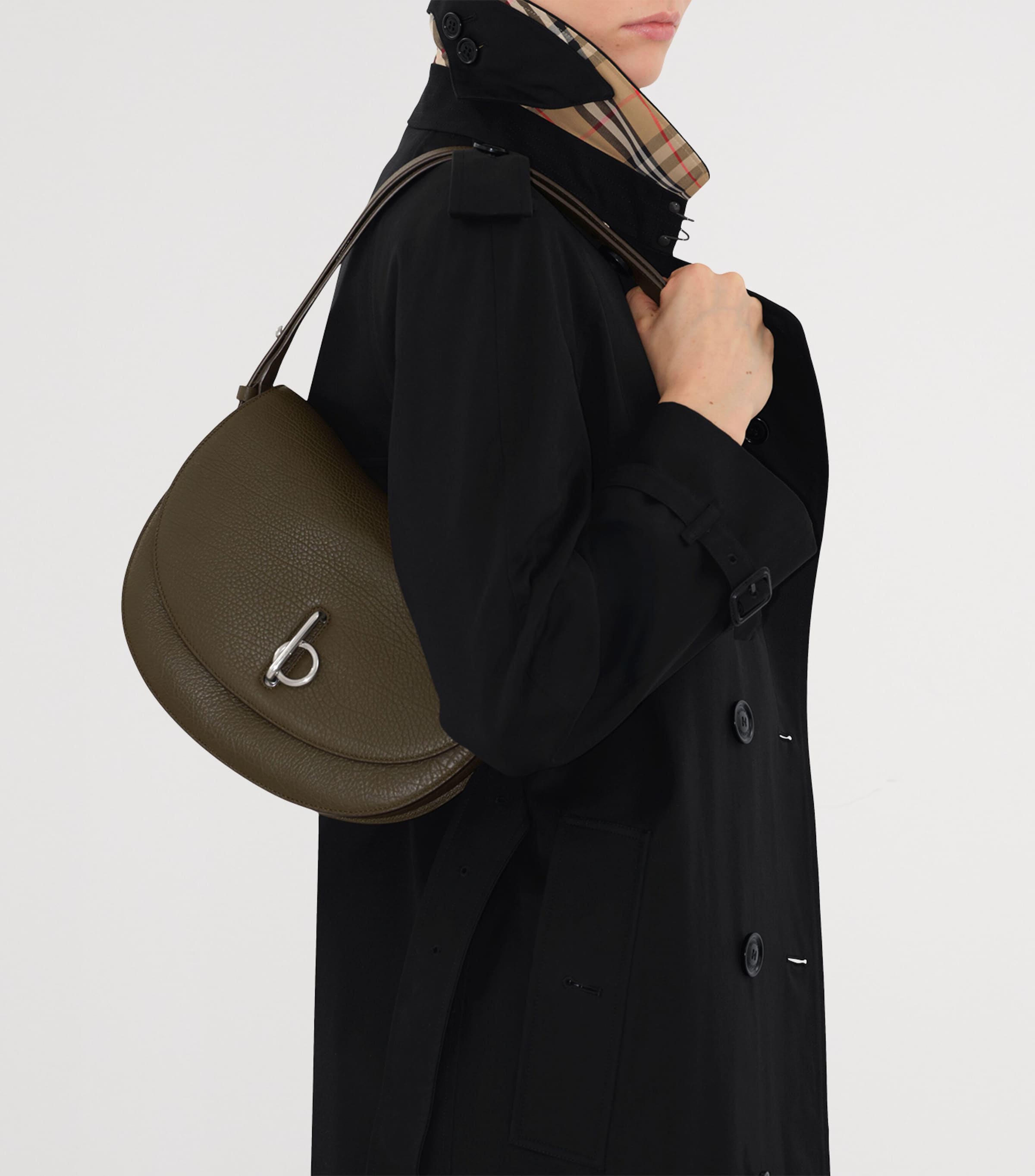 Burberry Black Gabardine Long Waterloo Heritage Trench Coat 