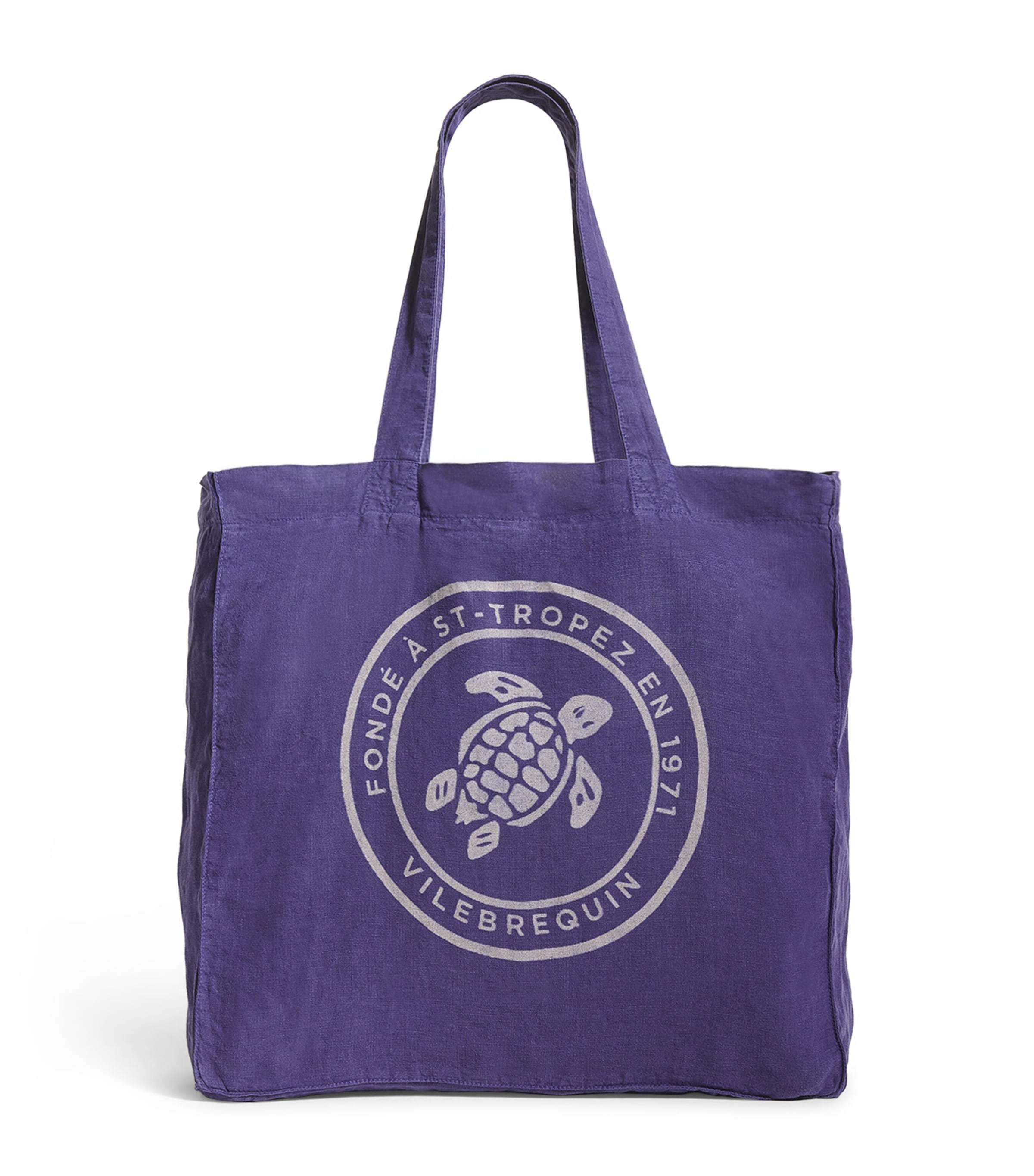 Vilebrequin Linen Logo Tote Bag In Navy