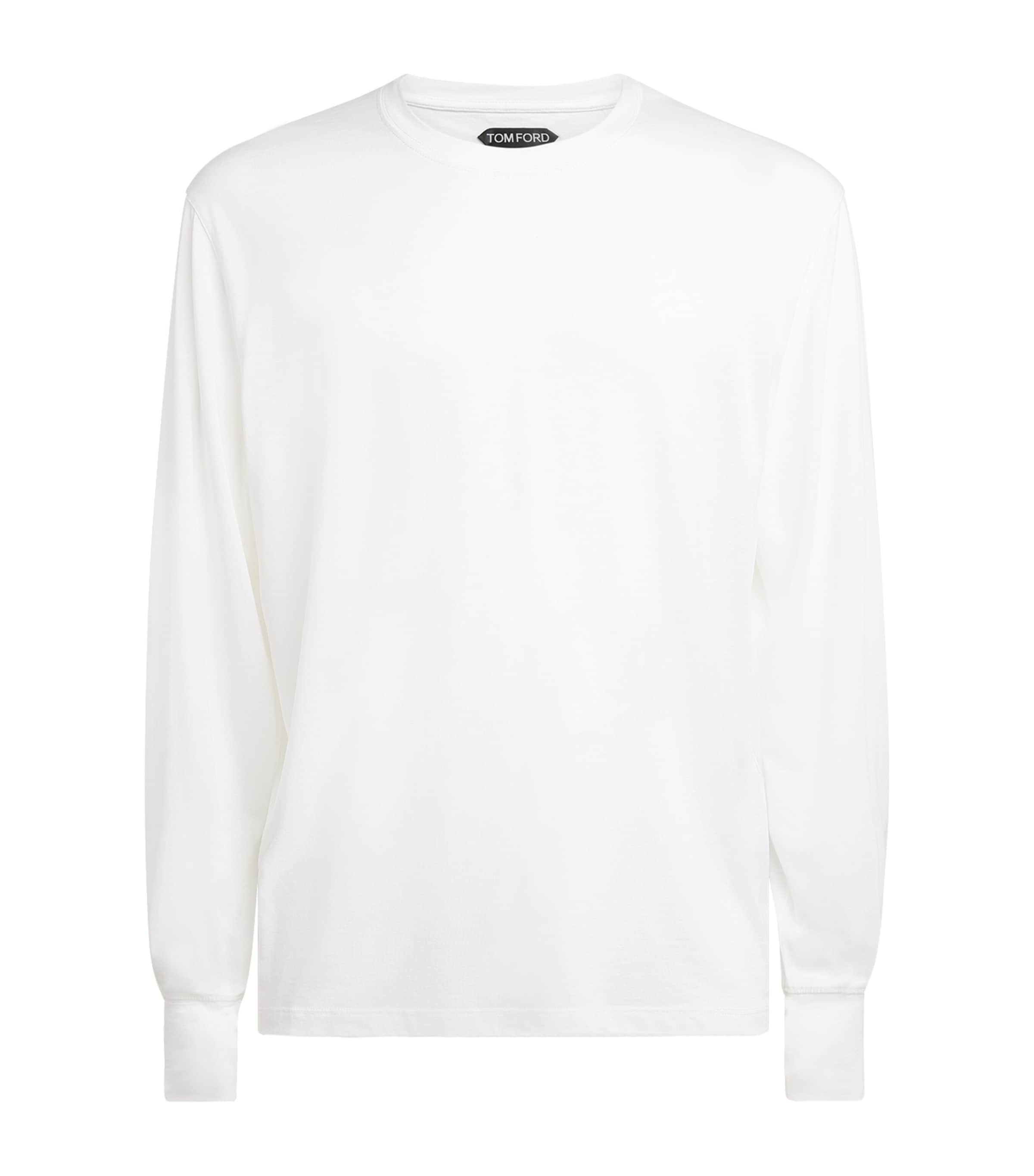 TOM FORD Mens Lyocell-Cotton Long-Sleeve T-Shirt Wab Image 1