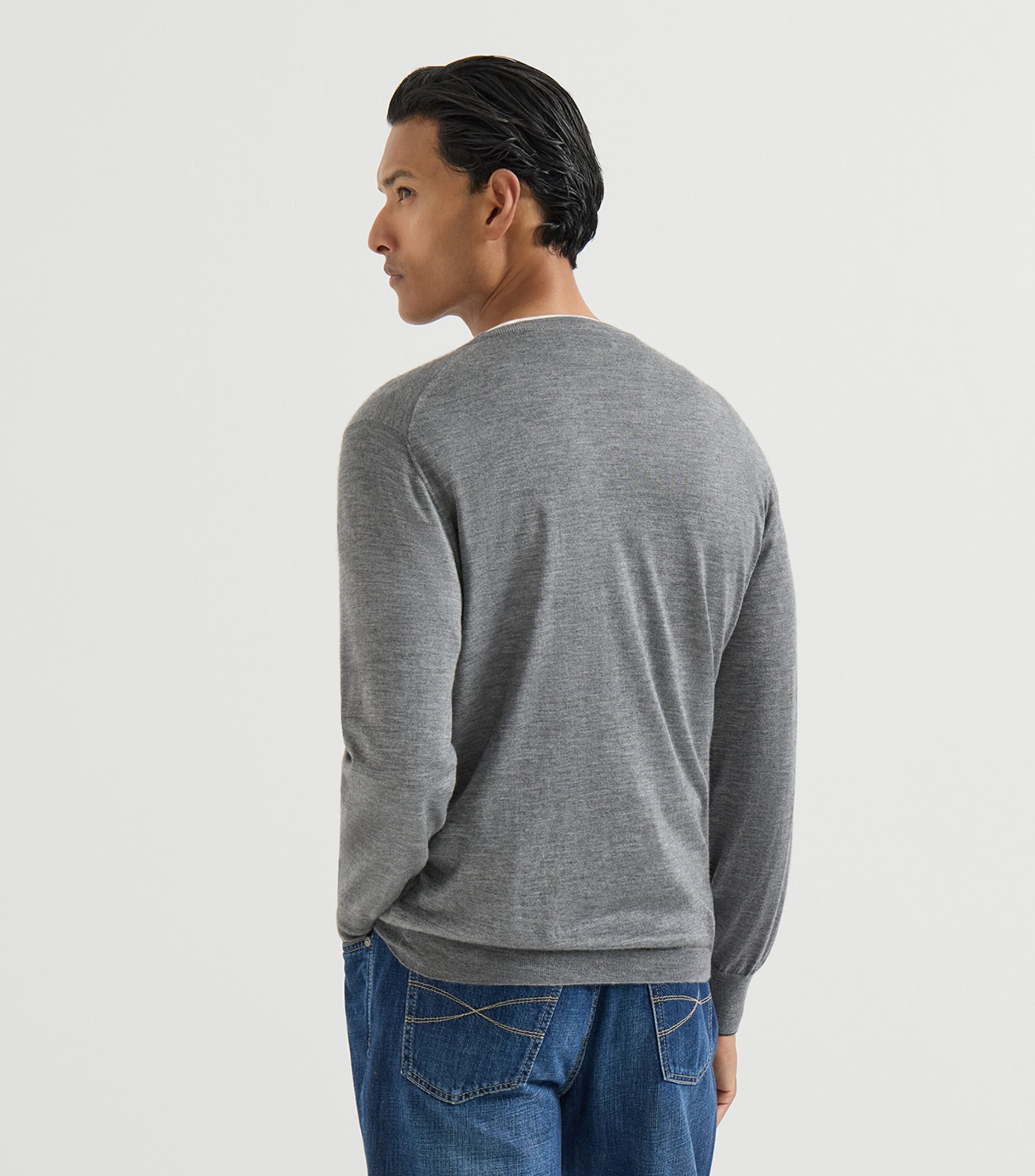Brunello Cucinelli Mens Cashmere-Silk Crew-Neck Sweater Image 5