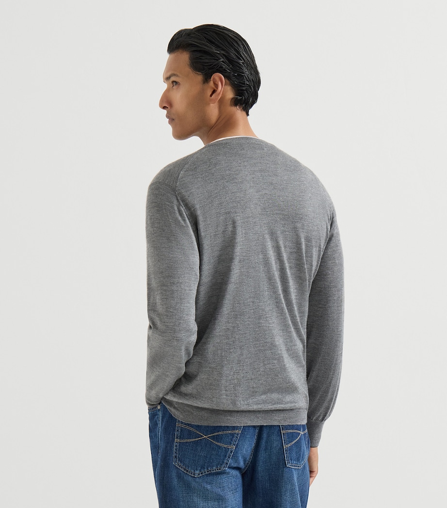 Brunello Cucinelli Mens Cashmere-Silk Crew-Neck Sweater Image 5