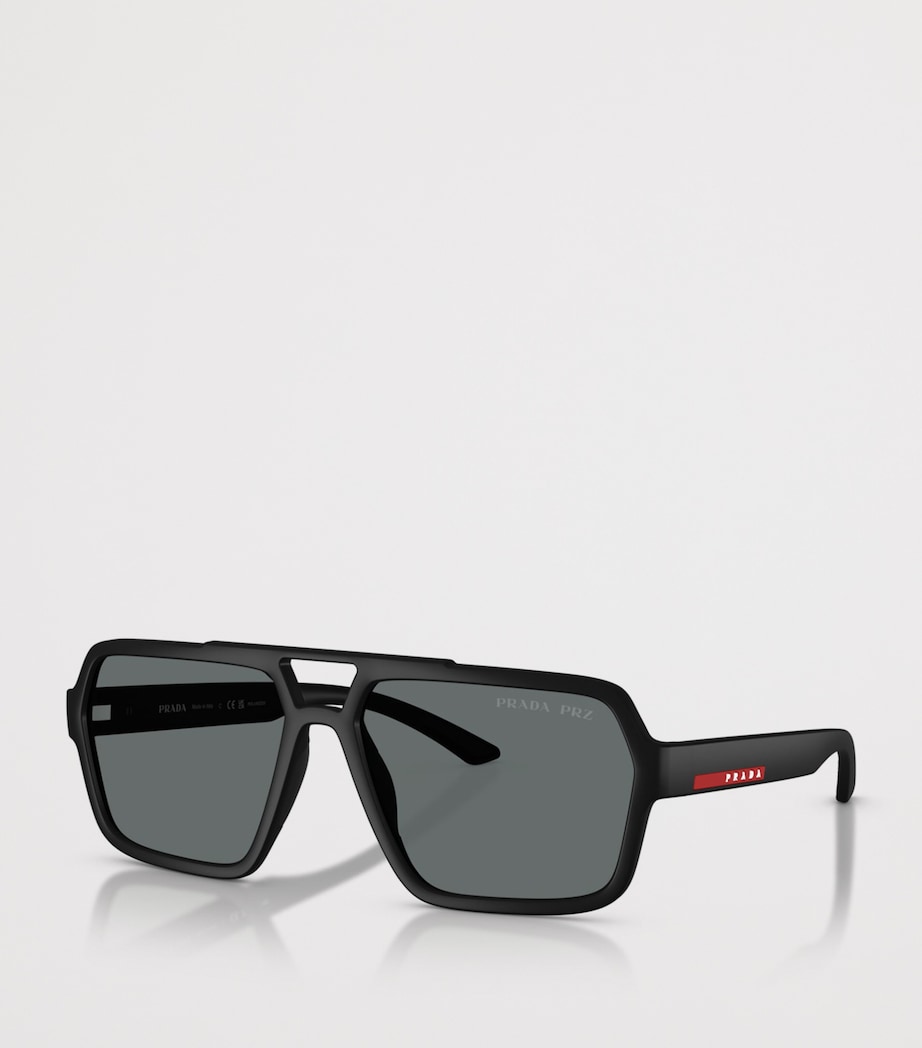 Prada Linea Rossa Injected PRA06S Aviator Sunglasses Black Image 2