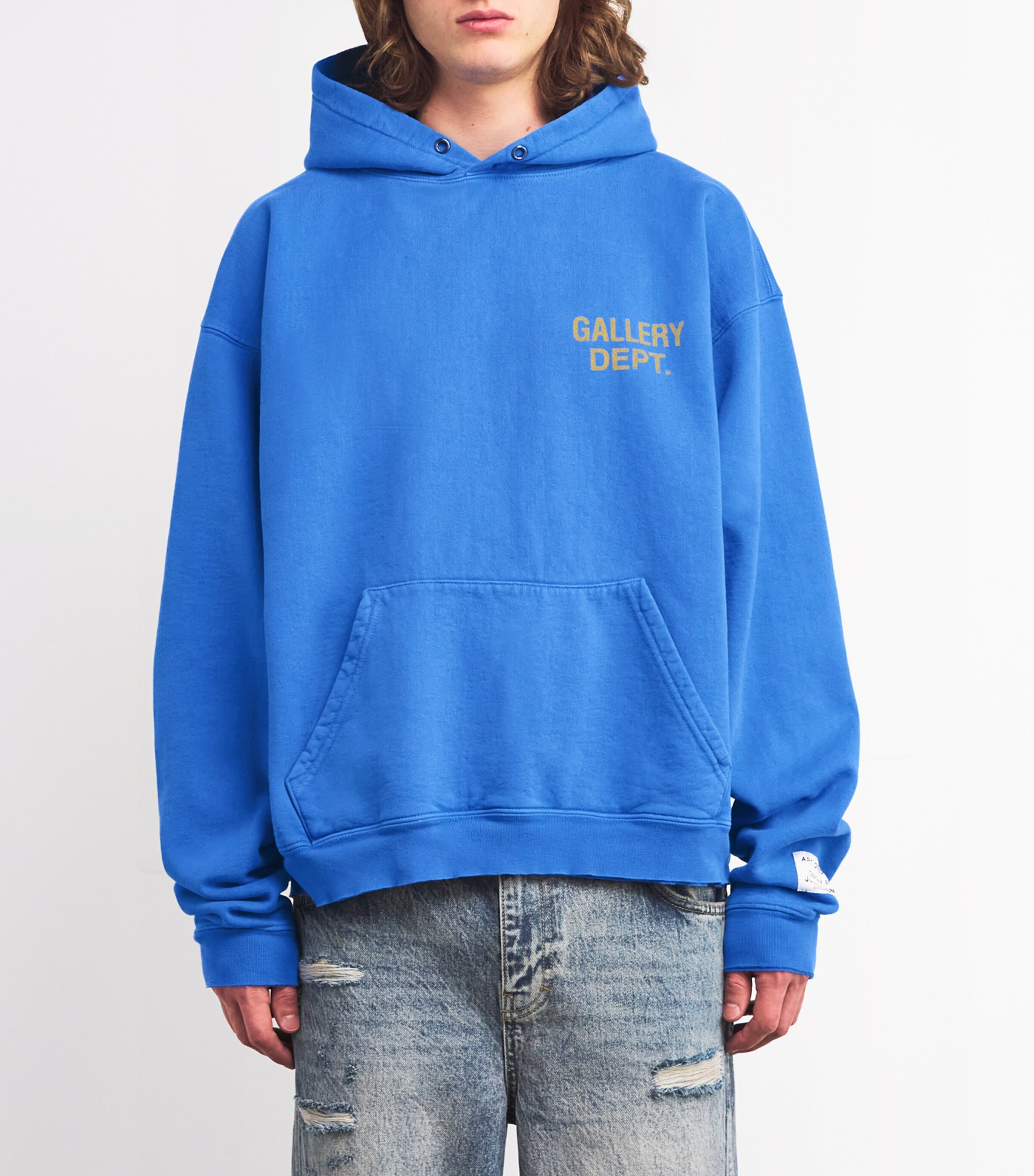 GALLERY DEPT. Mens Cotton Logo 90s Hoodie Royal Image 3